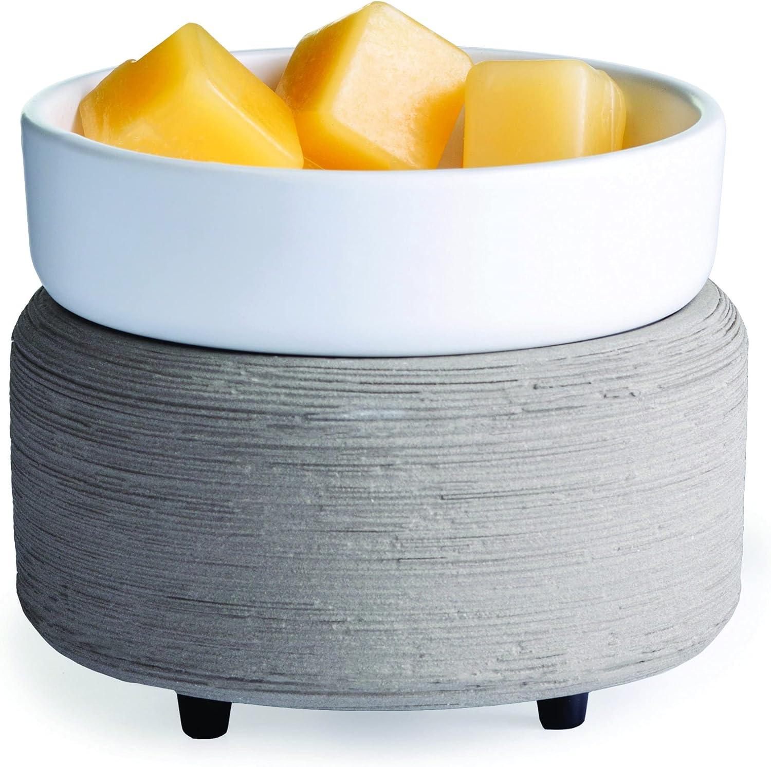 CANDLE WARMERS ETC 2-in-1 Candle and Fragrance Warmer, Gray Texture