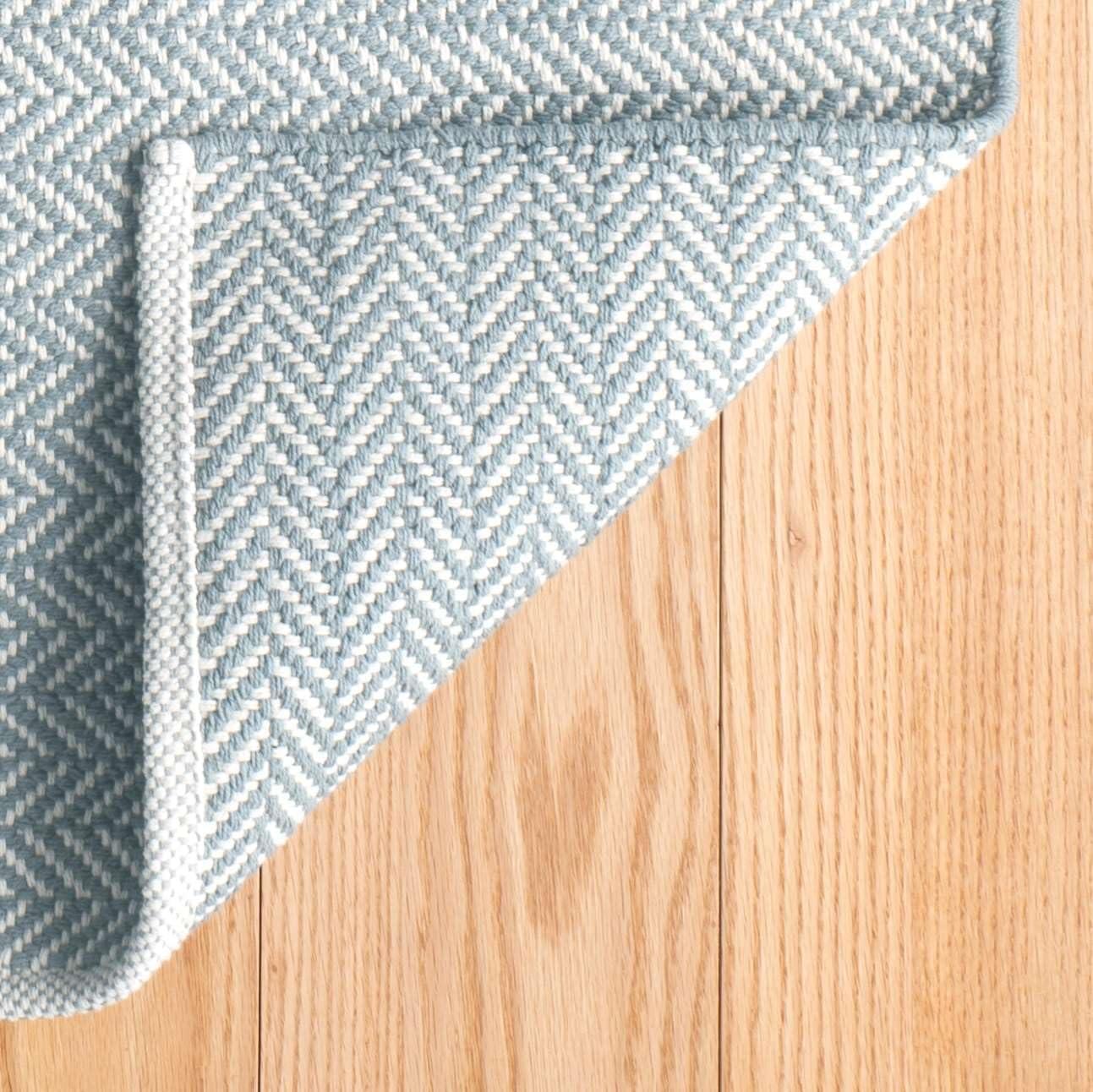 Herringbone Swedish Blue Handwoven Cotton Rug