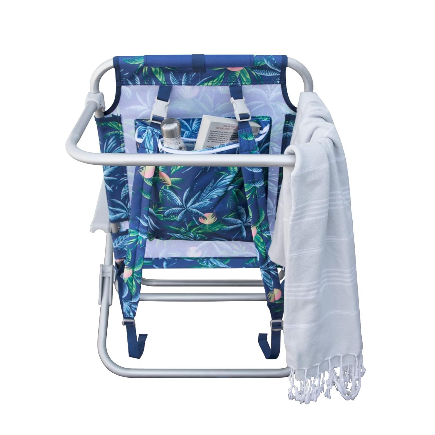 E-Z UP CHHRDLXPMBL Hurley Deluxe Backpack Beach Chair – Deluxe Palms Blue