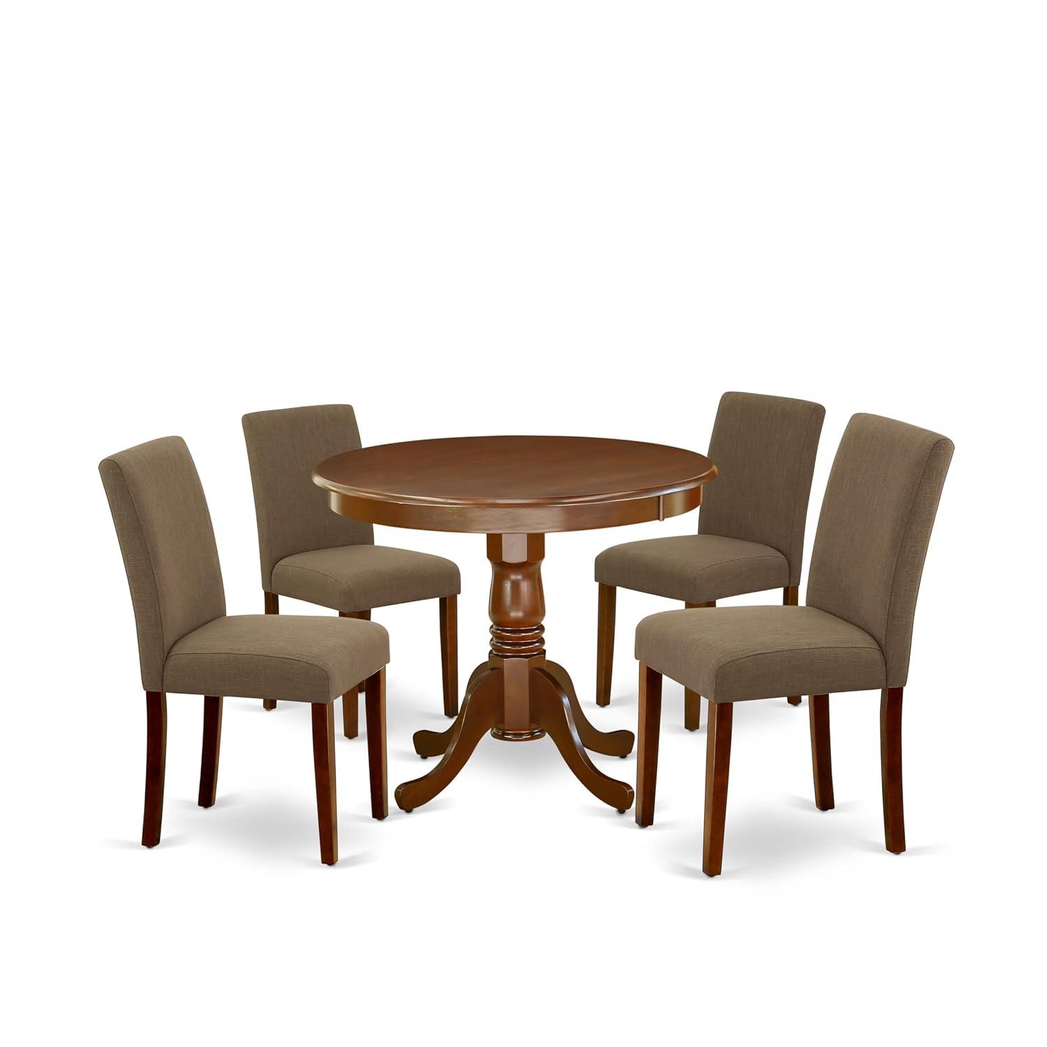 East West Furniture Antique 5-piece Wood Dining Set in Mahogany/Coffee