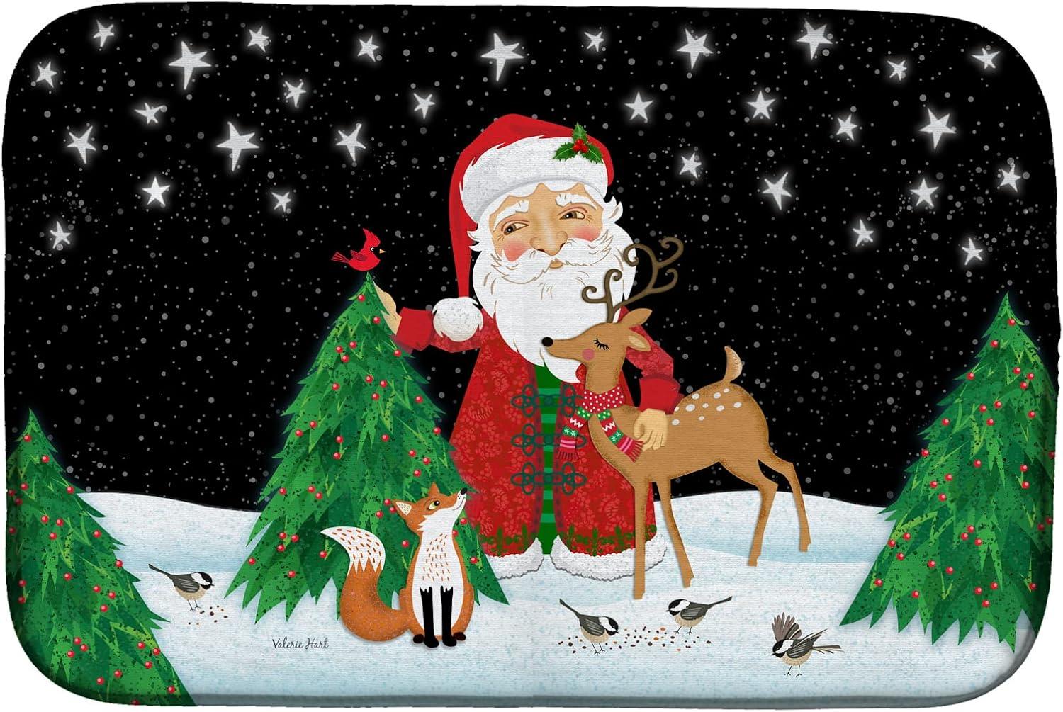 Santa Claus Christmas Multicolor Rectangular Dish Drying Mat