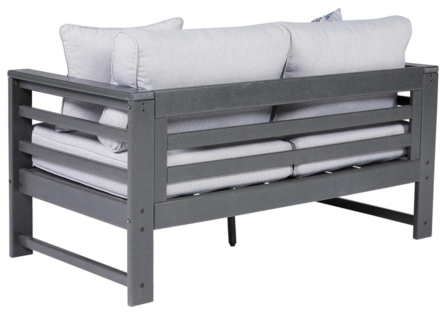 Signature Design by Ashley Casual Amora Outdoor Loveseat with Cushion  Charcoal Gray