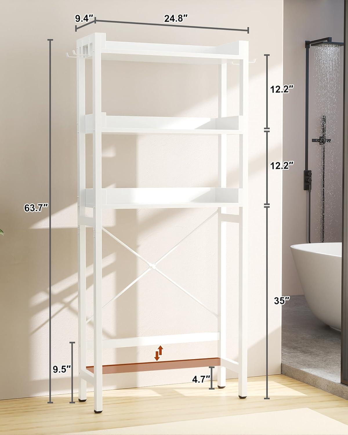 Lorelia Over The Toilet Storage Shelf 3-Tier Bathroom Shelves Over Toilet Shelves White