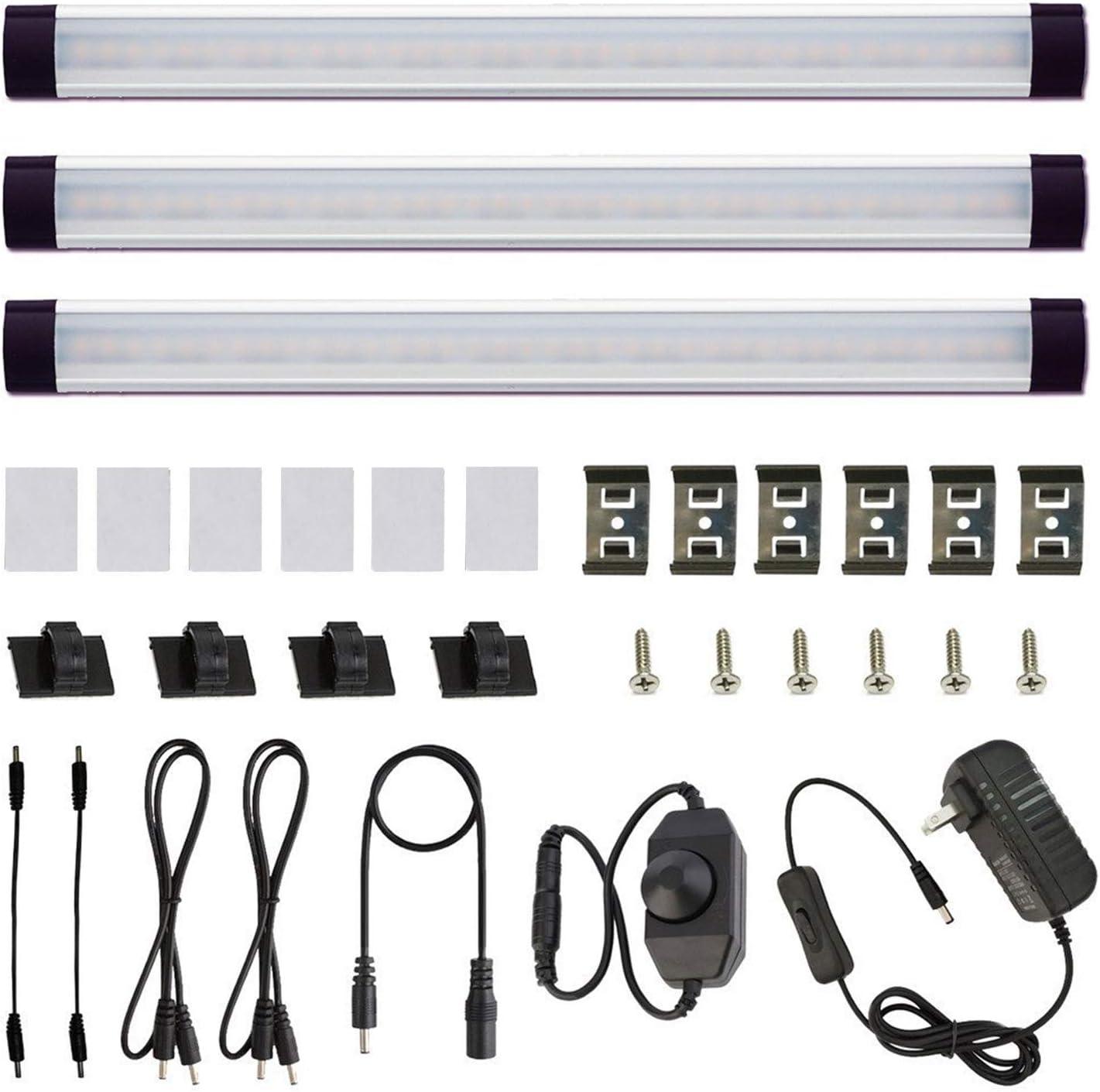 Warm White Dimmable LED Under Cabinet Light Bar Kit with Dimmer Switch