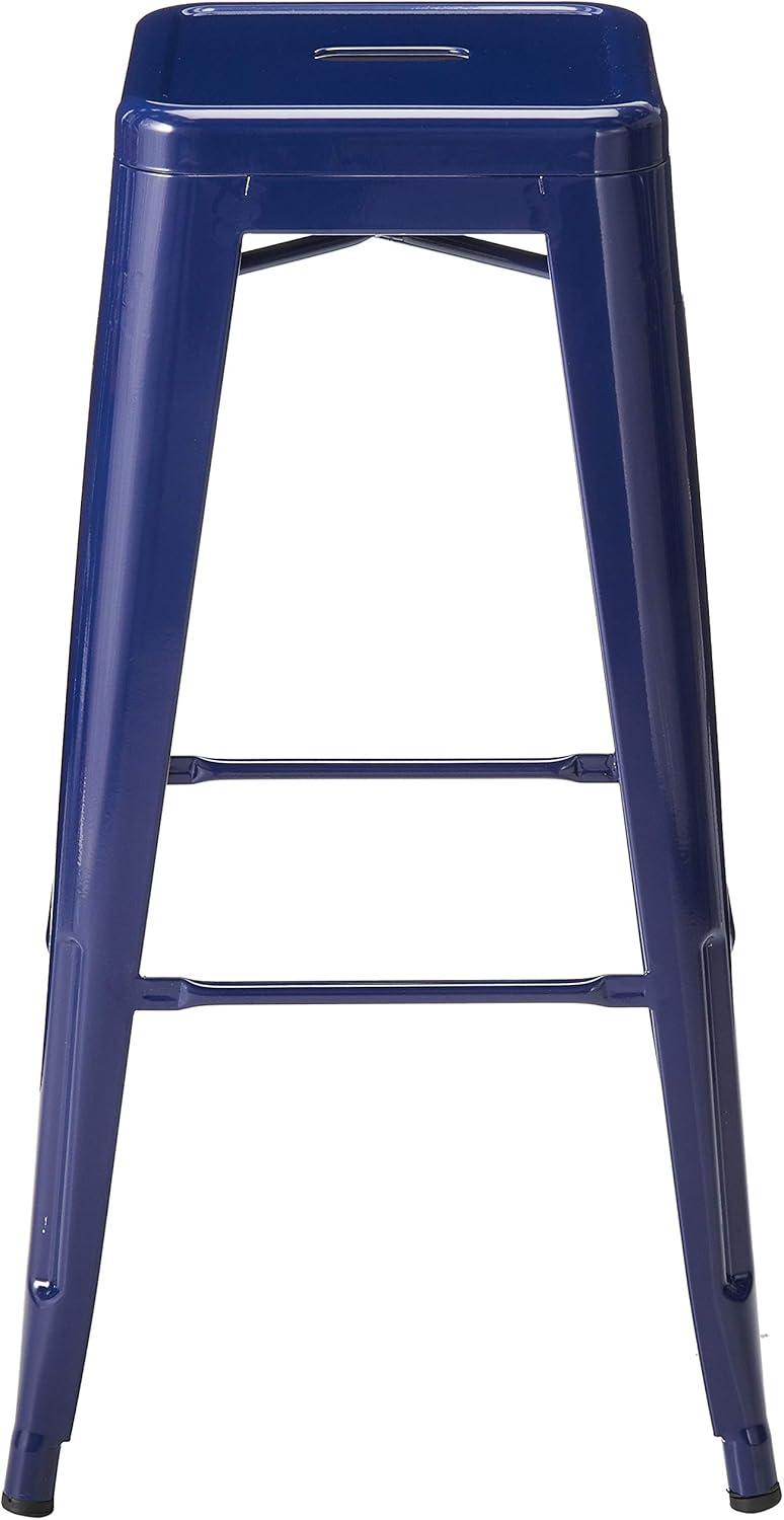 Loft Series Contemporary 30" Blue Metal Stackable Bar Stool