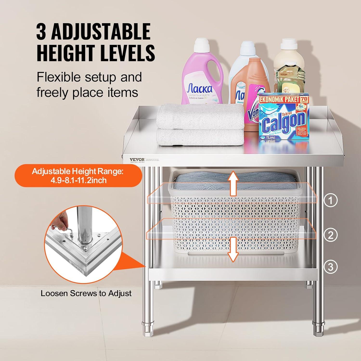 VEVOR VEVOR Stainless Steel 24'' H Work Table