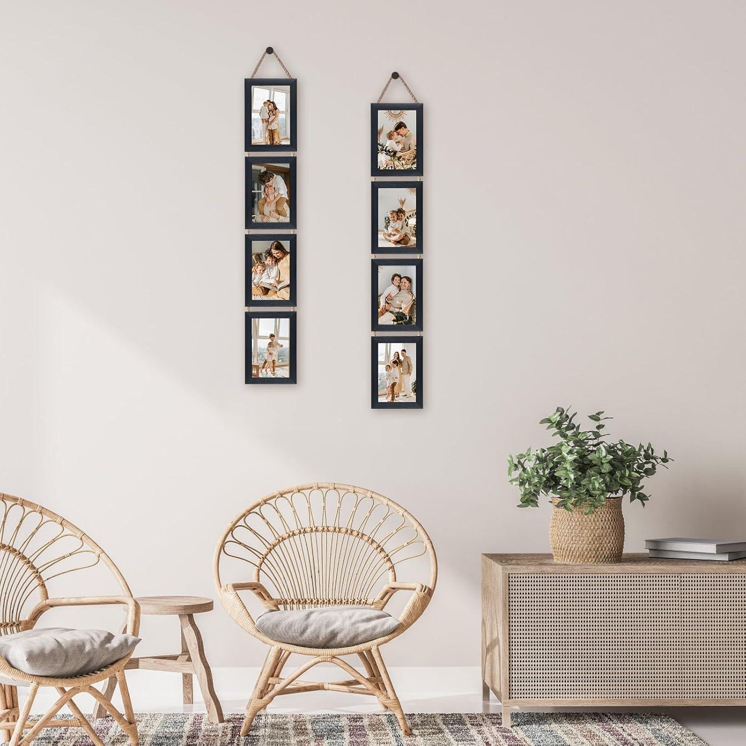 4x6 Collage Picture Frames Set of 2, Black Hanging Photo Frame for Wall