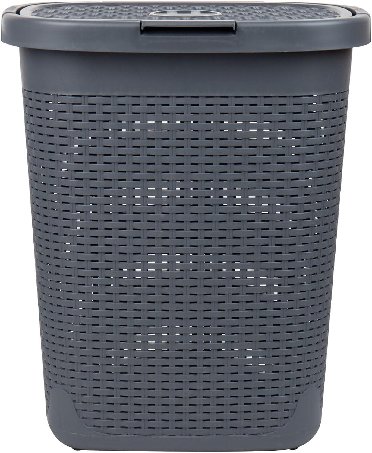 Mind Reader Mind Reader 50L Slim Laundry Hamper, Clothes Basket, Lid, Plastic