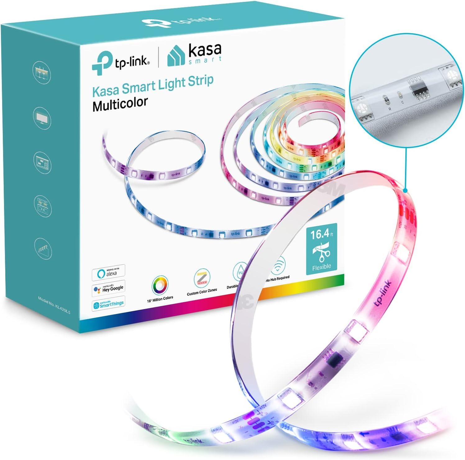 Kasa 16.4ft Multicolor Smart LED Light Strip with PU Coating