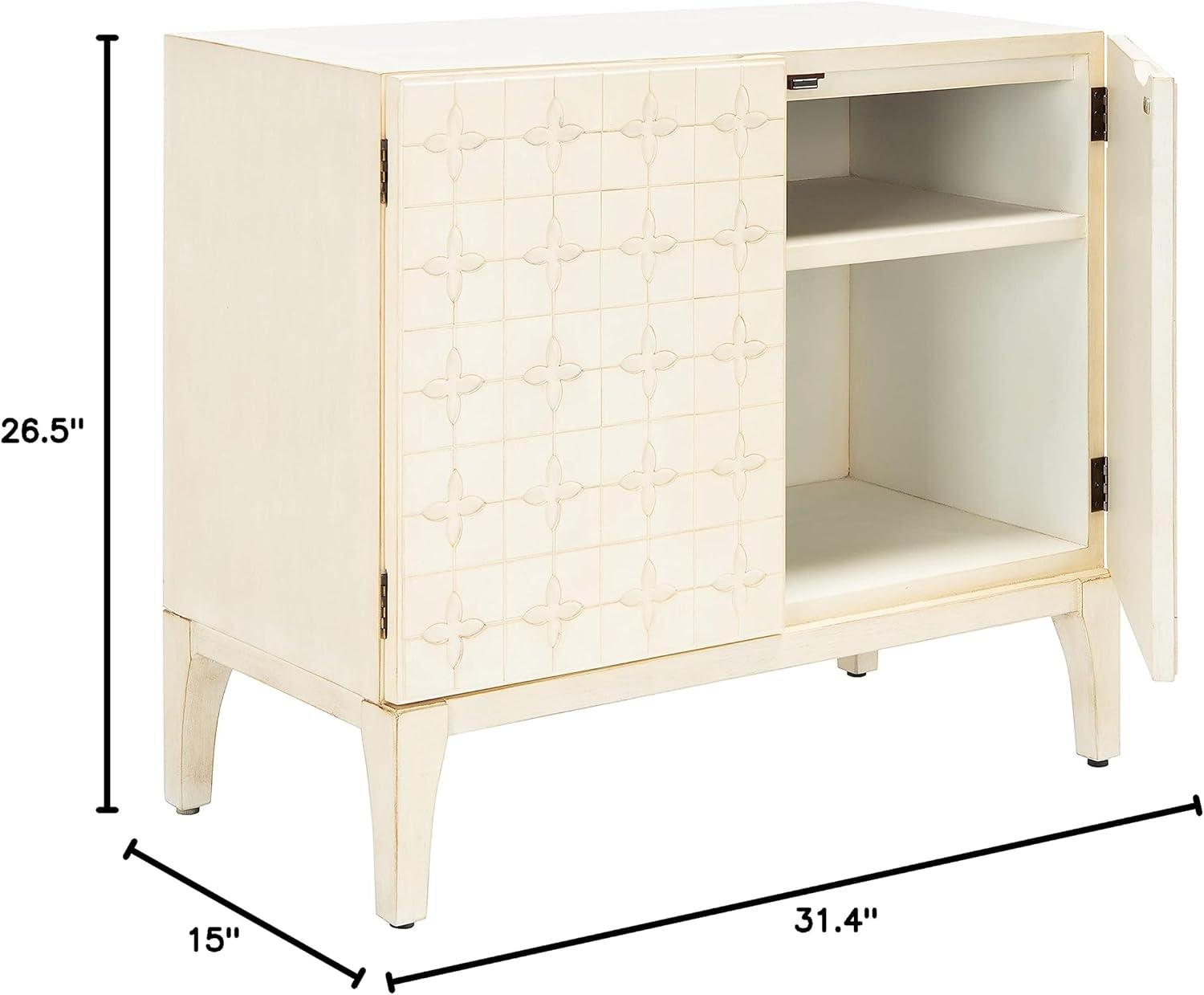 Sula 2 Door 1 Shelf Chest - Antique White - Safavieh