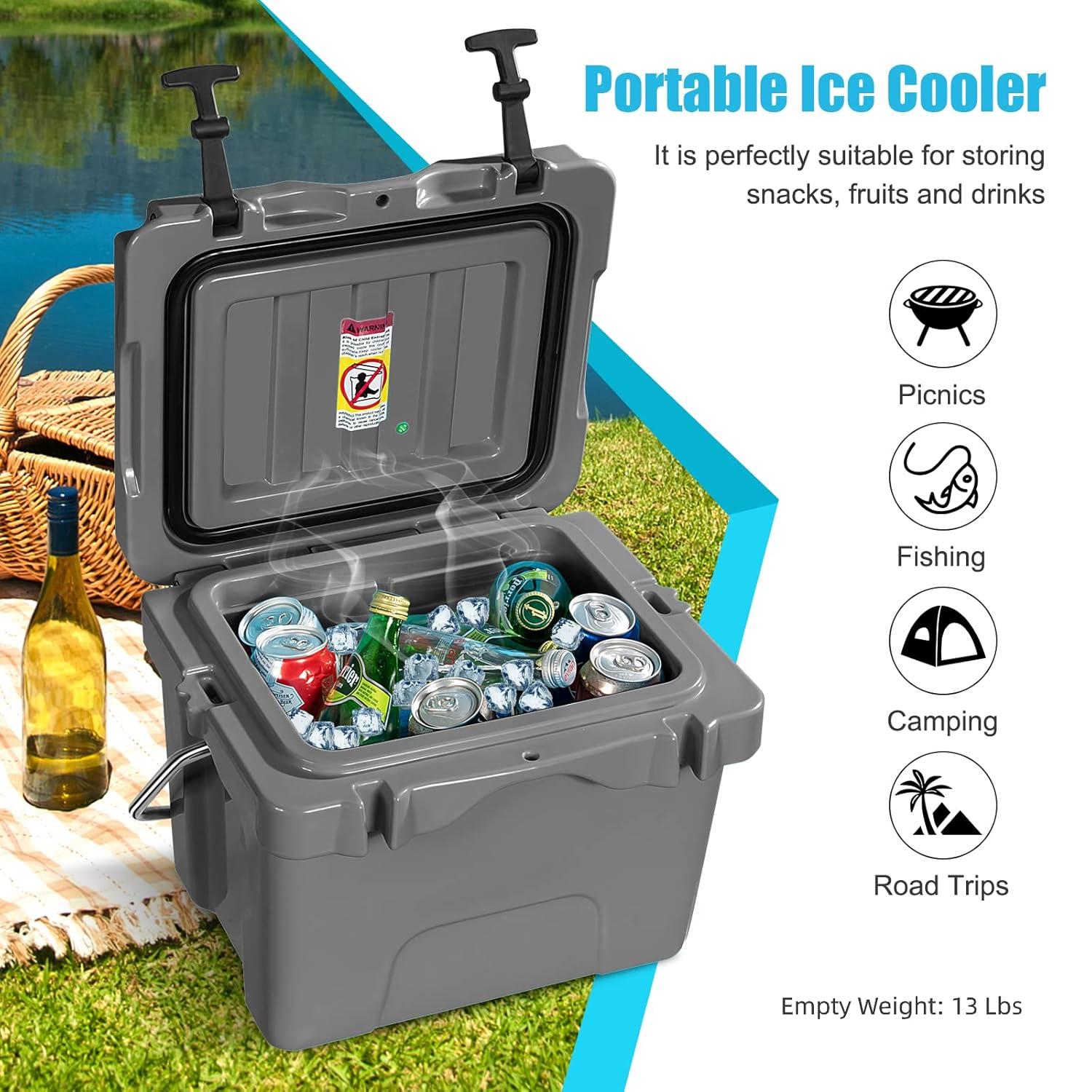 Costway 16 Quart Cooler Portable Ice Chest Leak-proof 24 Cans Ice Boxfor Camping