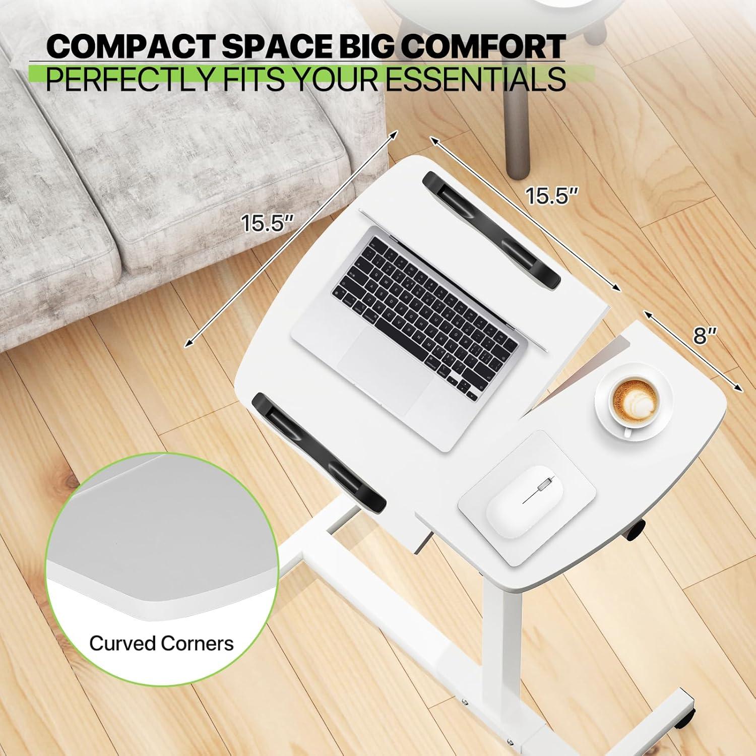 Bring Home Furniture Lifting Computer Desk, Multifunctional Standing Table, Laptop Cart with Mouse Pad for Small Spaces