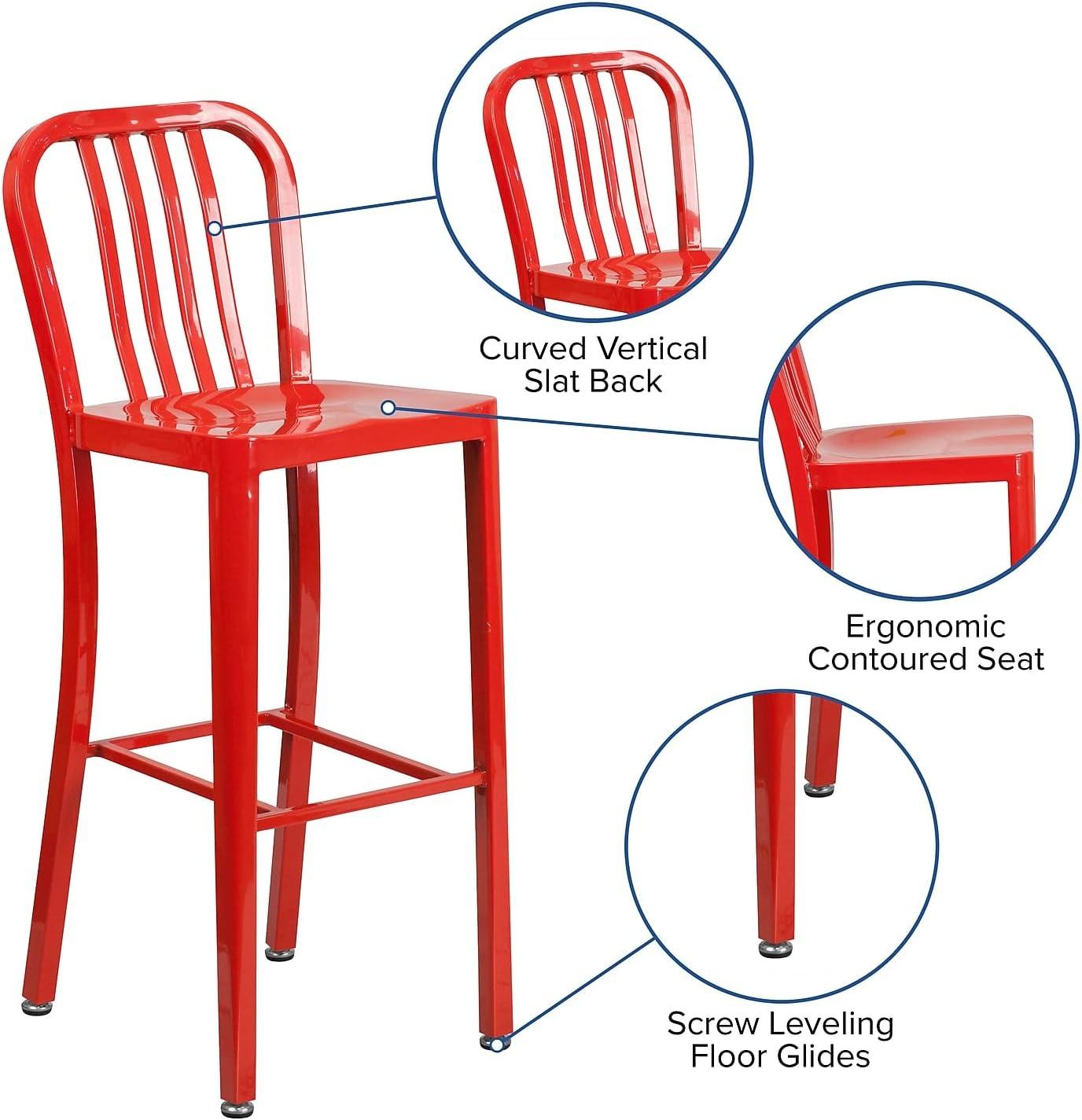 Flash Furniture Commercial Grade 30" High Metal Indoor-Outdoor Barstool with Vertical Slat Back