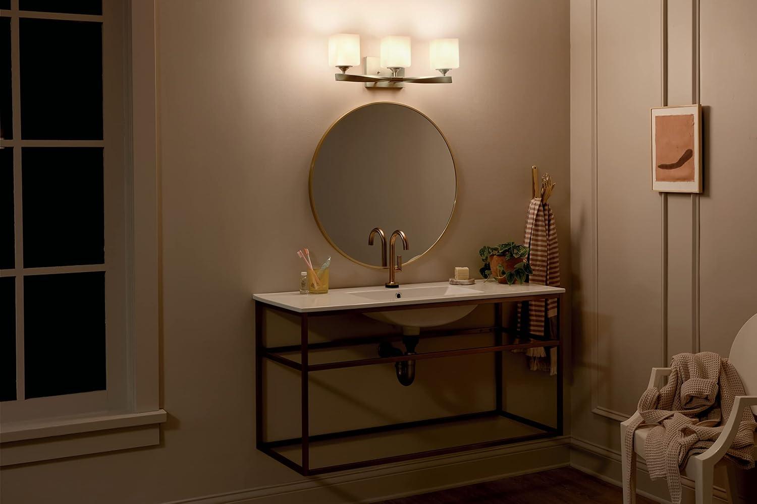 Champagne Bronze 3-Light Vanity with Satin Etched Glass