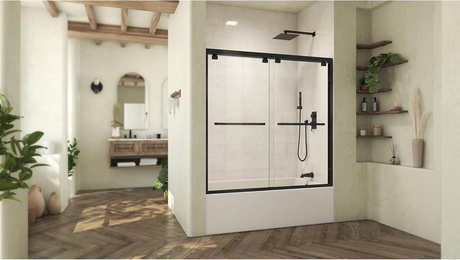 DreamLine DreamLine Abbey 56 - 60 in. W x 58 in. H Semi-Frameless Bypass Tub Door in Brushed Nickel