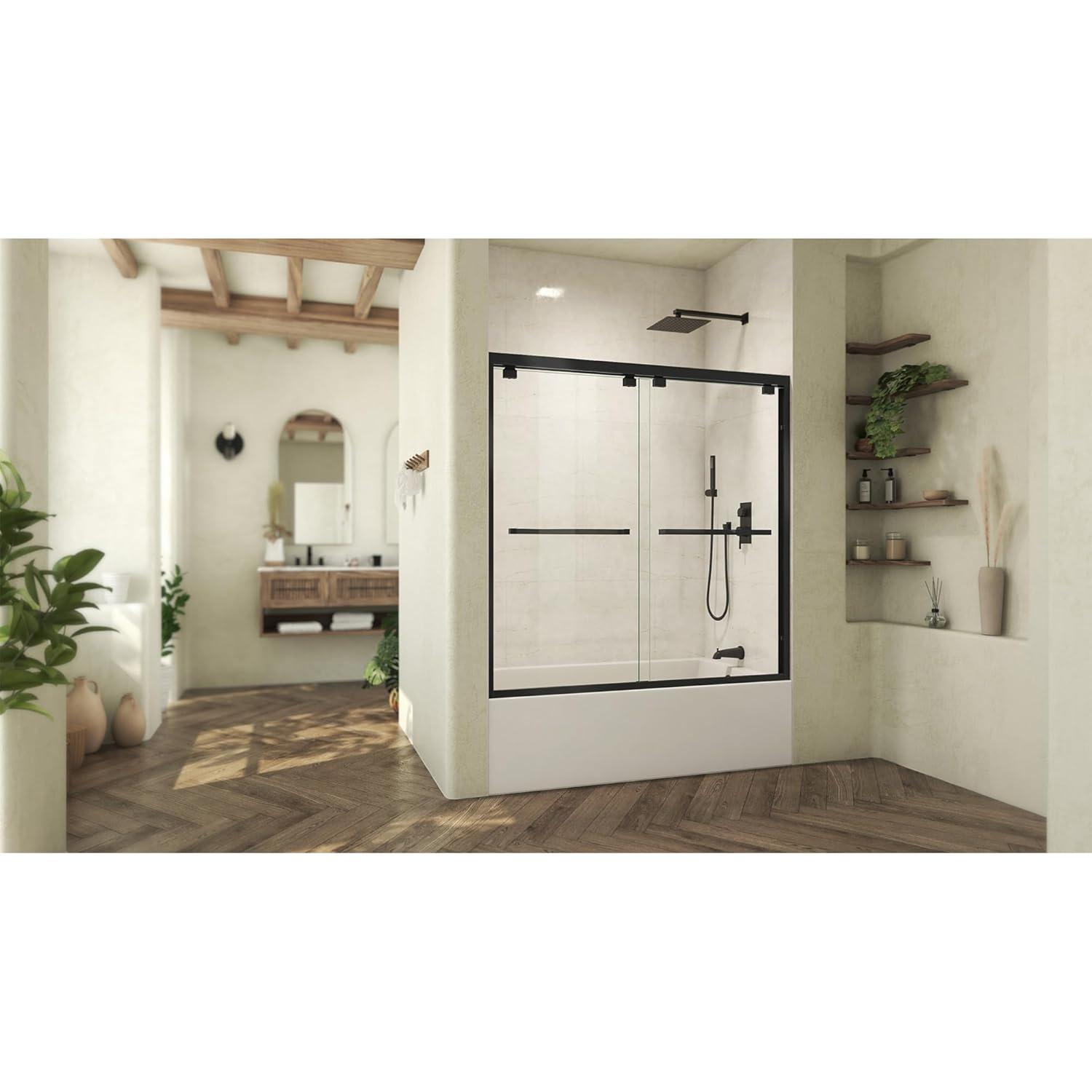 DreamLine DreamLine Abbey 56 - 60 in. W x 58 in. H Semi-Frameless Bypass Tub Door in Brushed Nickel