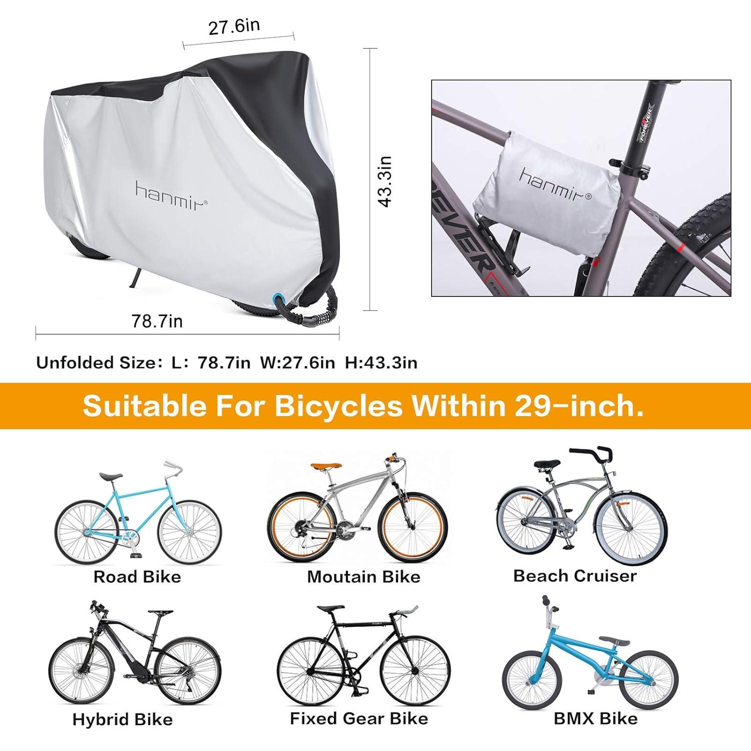 Bike Cover,Waterproof Outdoor Bicycle Cover Anti Dust Rain Snow UV, Bike Rain Cover for Mountain, Road & Heavy Duty Bikes with Lock Holes & Storage Bag