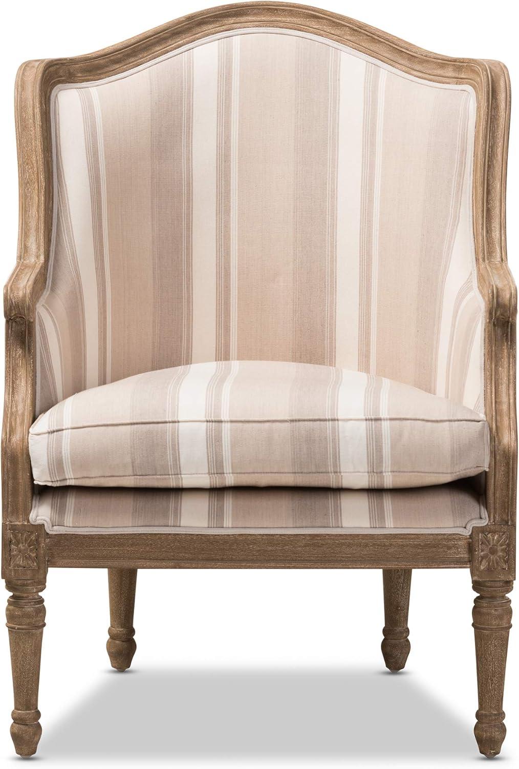 Baxton Studio Charlemagne Accent Chair in Brown and Beige