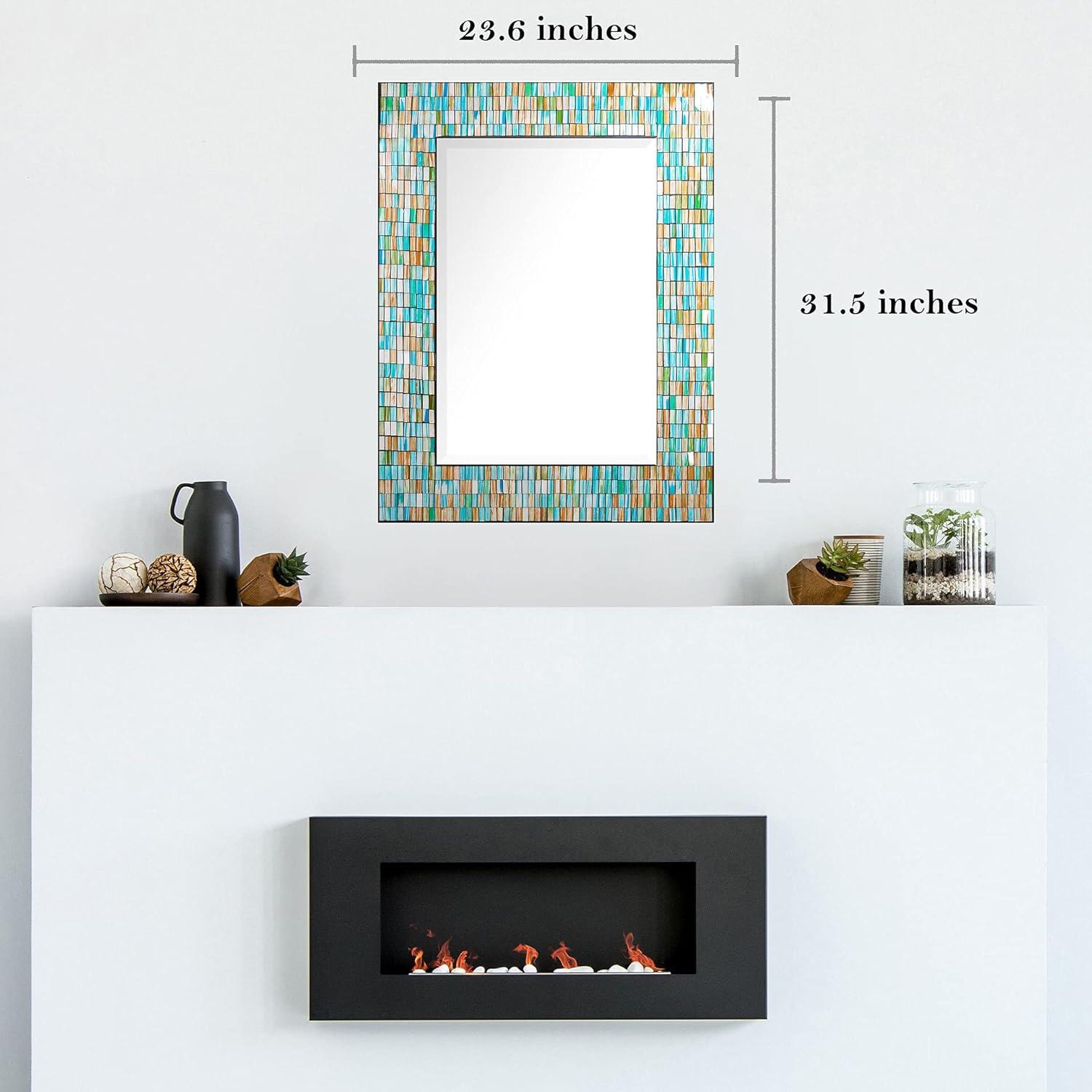 Handcrafted Sea Blue and Turquoise Mosaic Bathroom Vanity Mirror