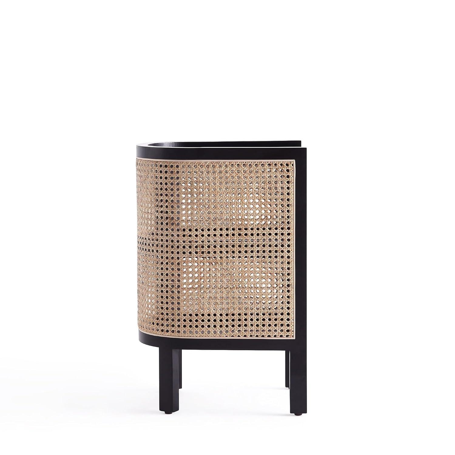 Set of 2 Versailles End Tables Black/Natural - Manhattan Comfort: Boho Style, Fixed Shelves, No Assembly Required