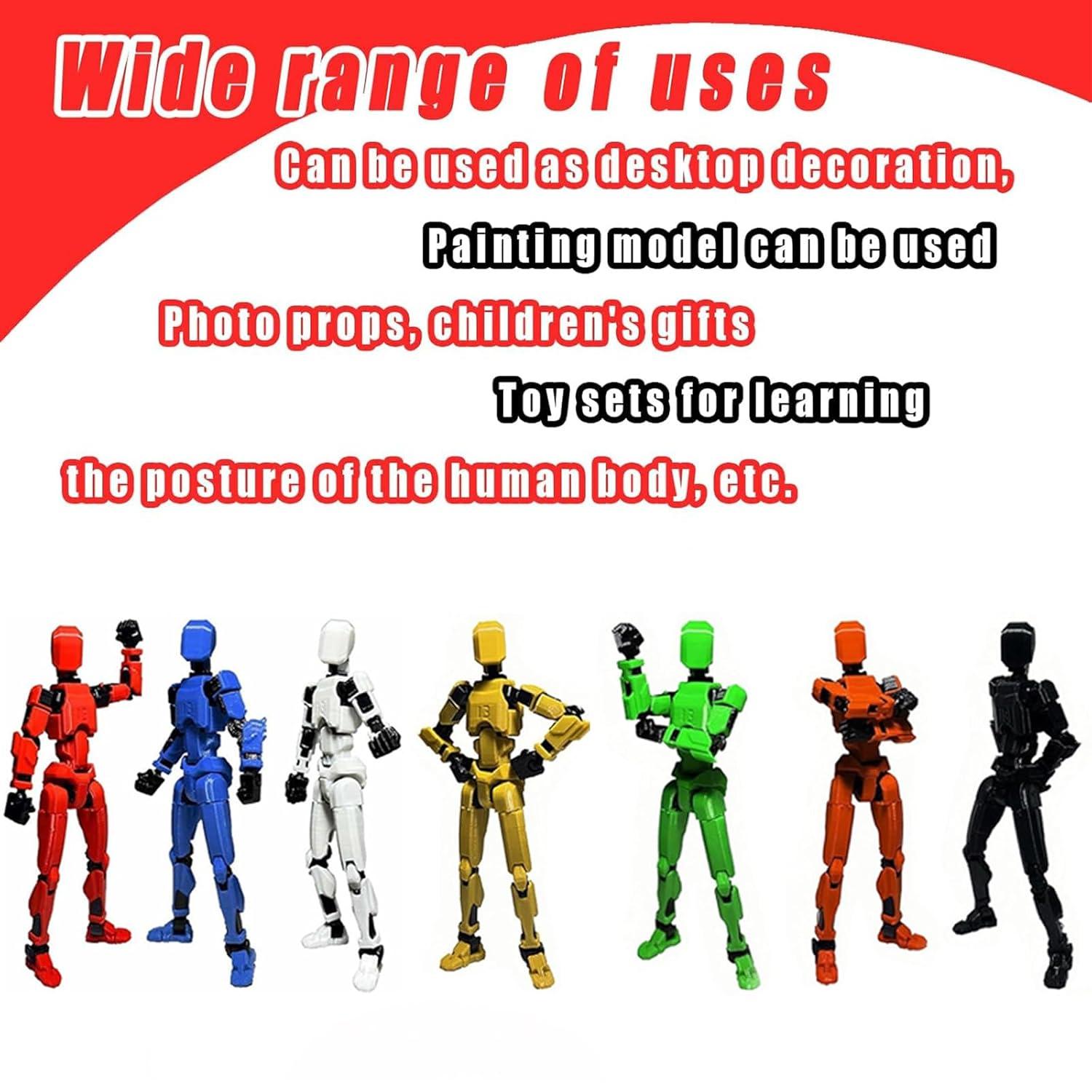 5PCS Assembly Completed T13 Action Figure 3D Printed Multi-Jointed Movable,Lucky 13 Action Figures,Multi-Articular Action Figures,Desktop Decorations,Creative Gifts (5 Colors)
