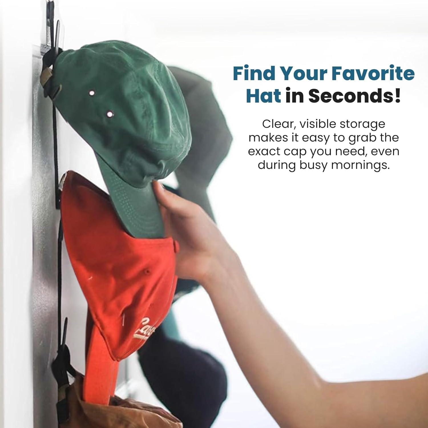 Jokari 16 Hook Cap Rack Over the Closet Door for Baseball Caps and Accessories, 2 Pack