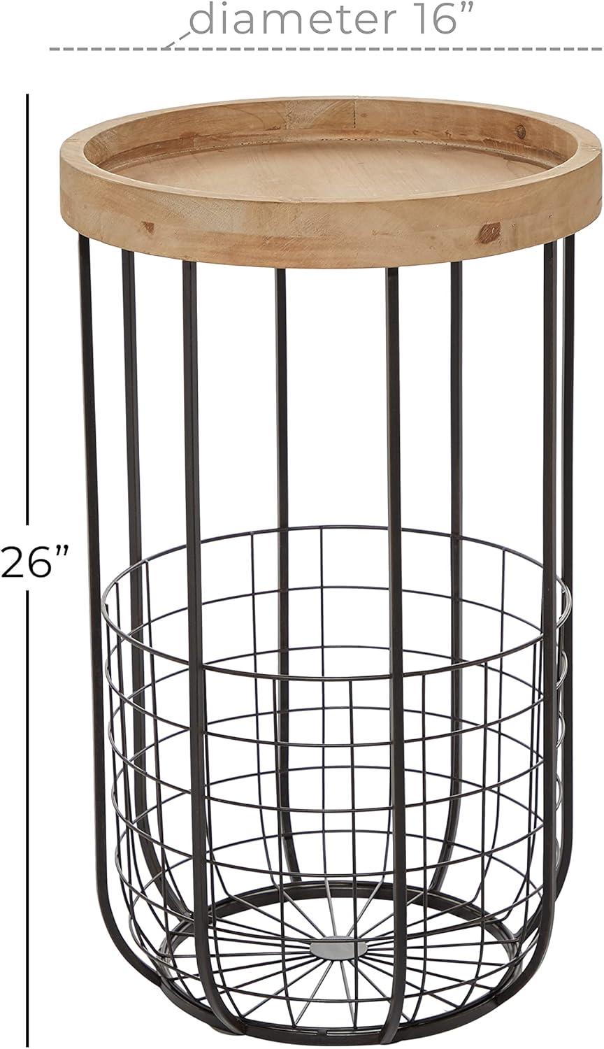 Industrial Metal Accent Table Black - Olivia & May: Round Iron Side Table, No Assembly Required