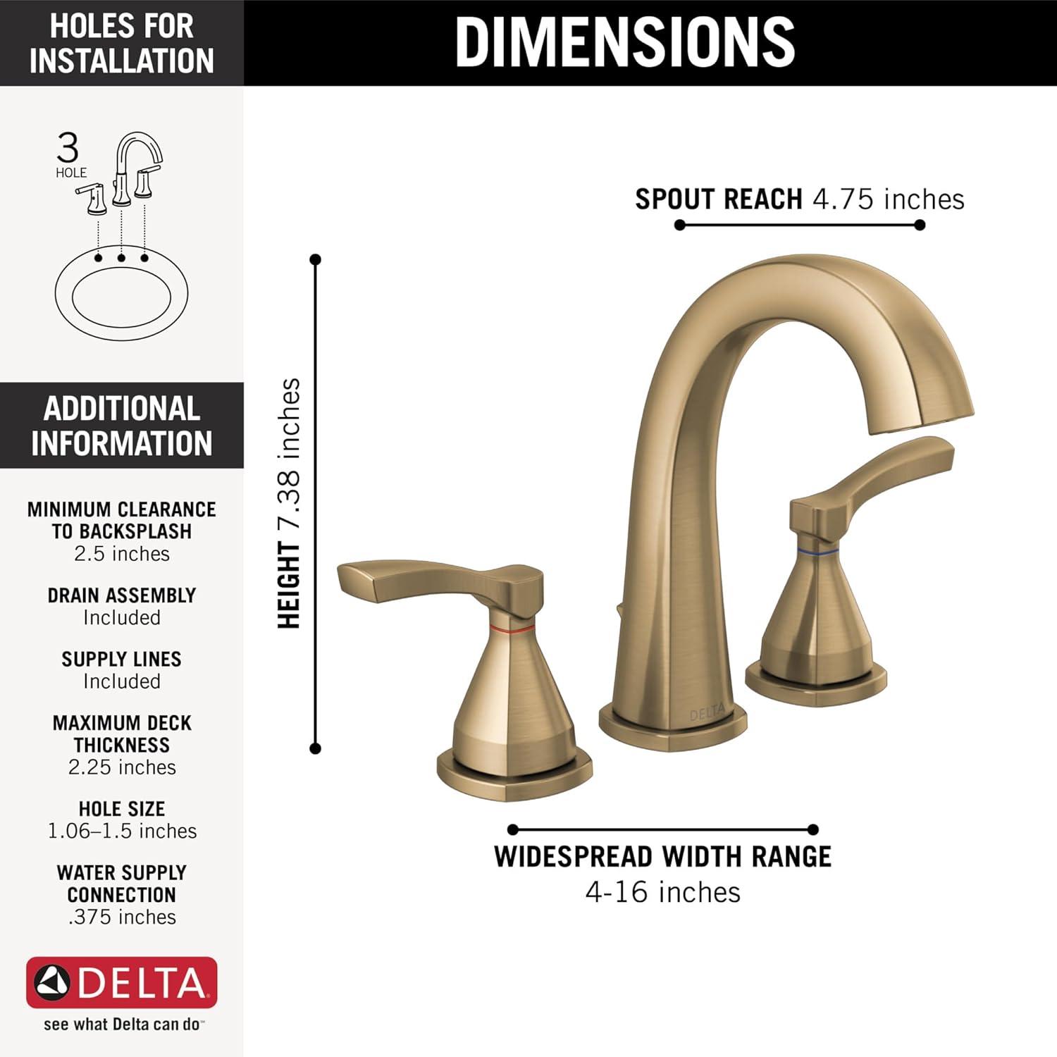 Stryke Widespread Bathroom Faucet with Drain Assembly and DIAMOND™ Seal Technology