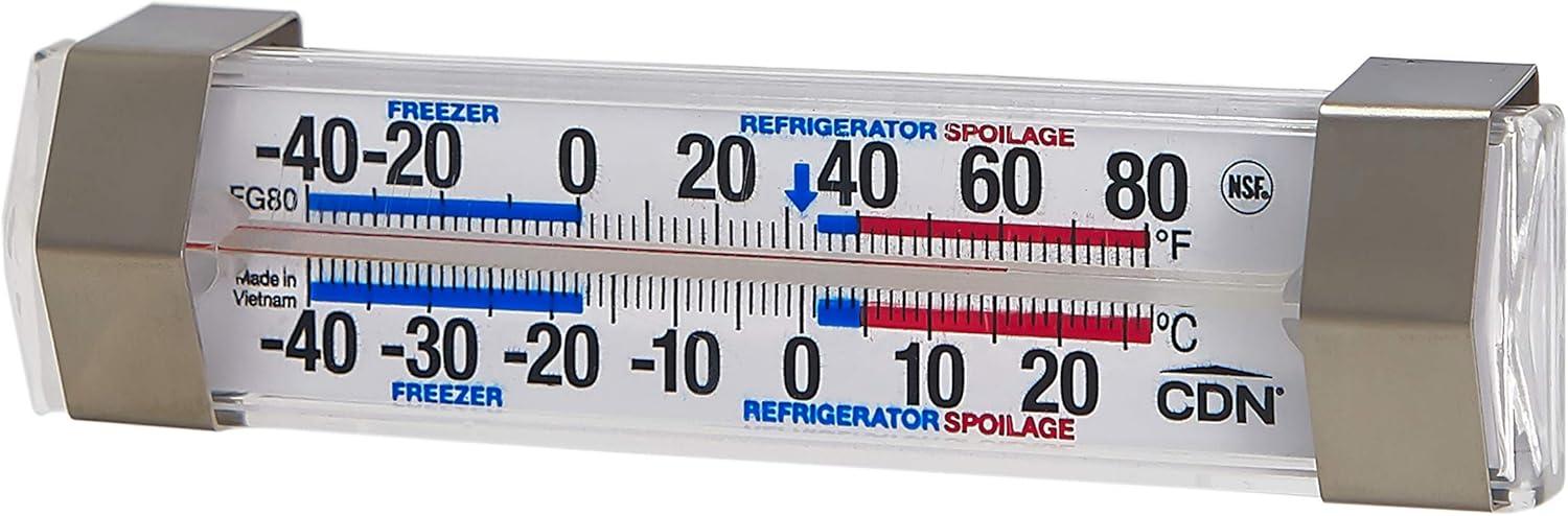 Professional NSF Certified Refrigerator/Freezer Thermometer with Stainless Steel Clips