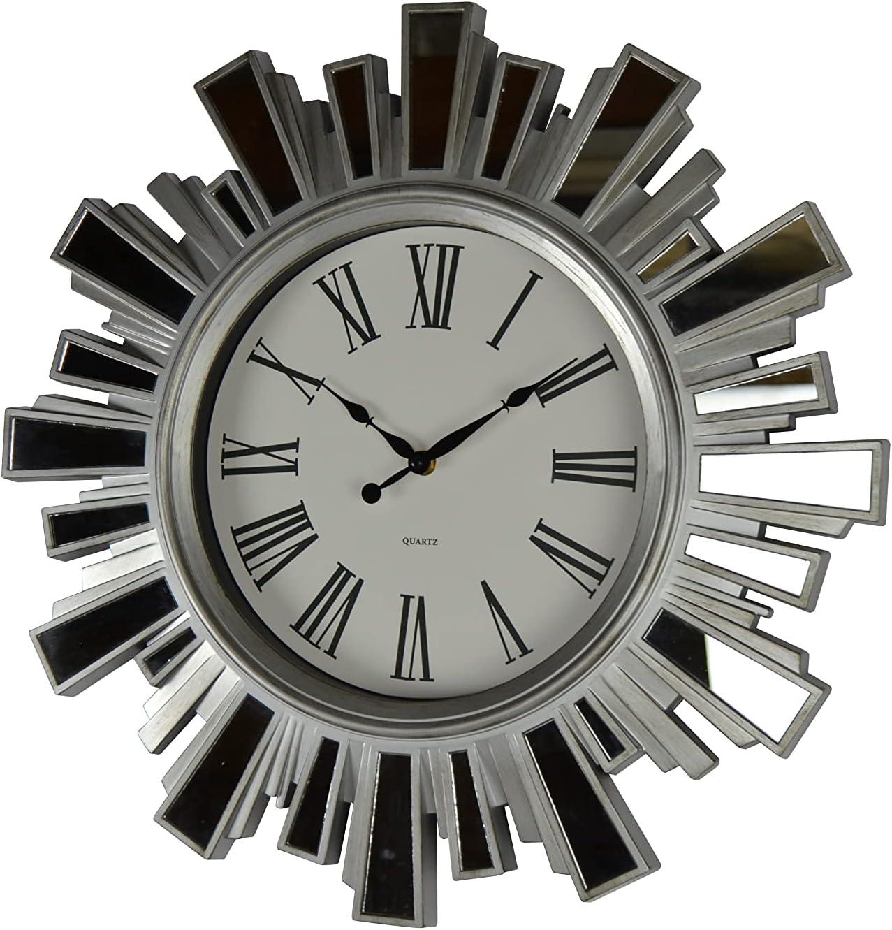 19.5" Silver and Mirror Starburst Wall Clock