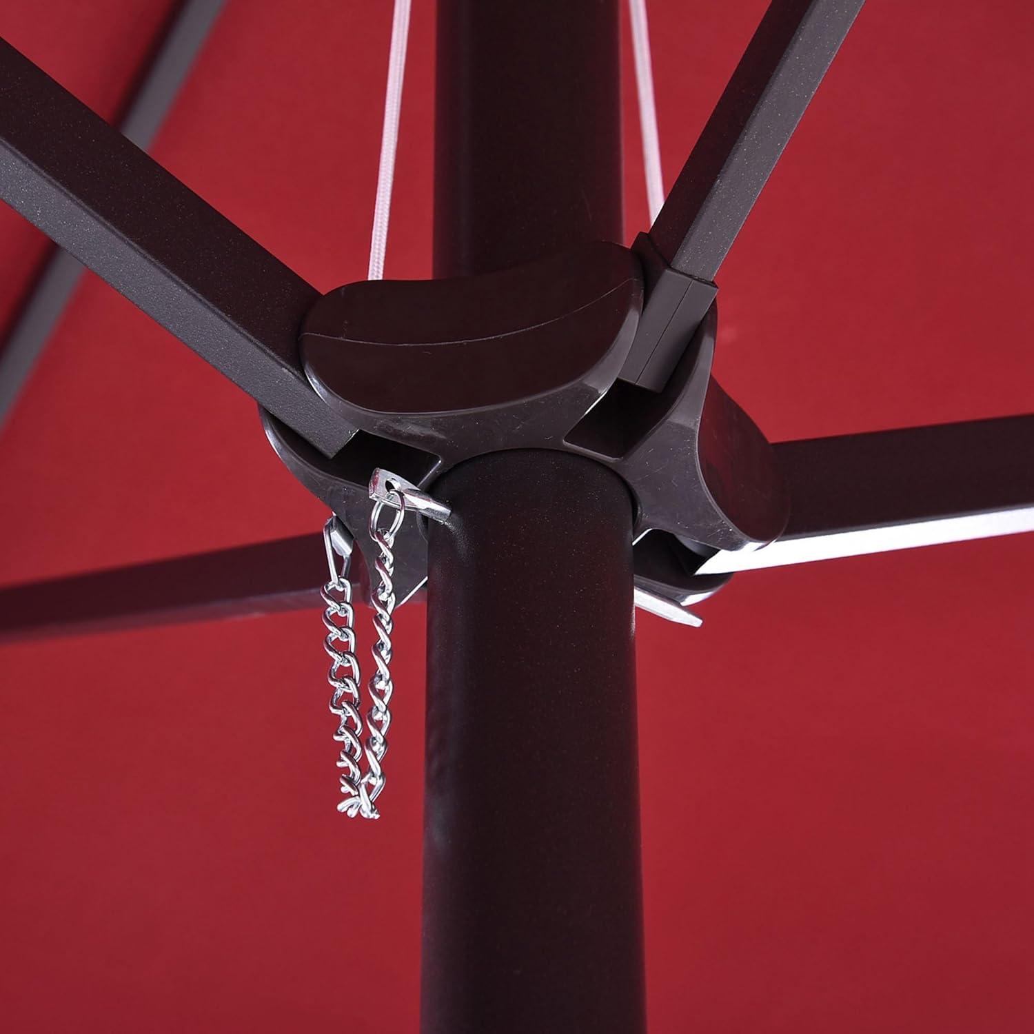 Outsunny Extra Large 15ft Patio Umbrella, Double-Sided Outdoor Umbrella with Crank Handle and Air Vents for Backyard, Deck, Pool, Market, Red