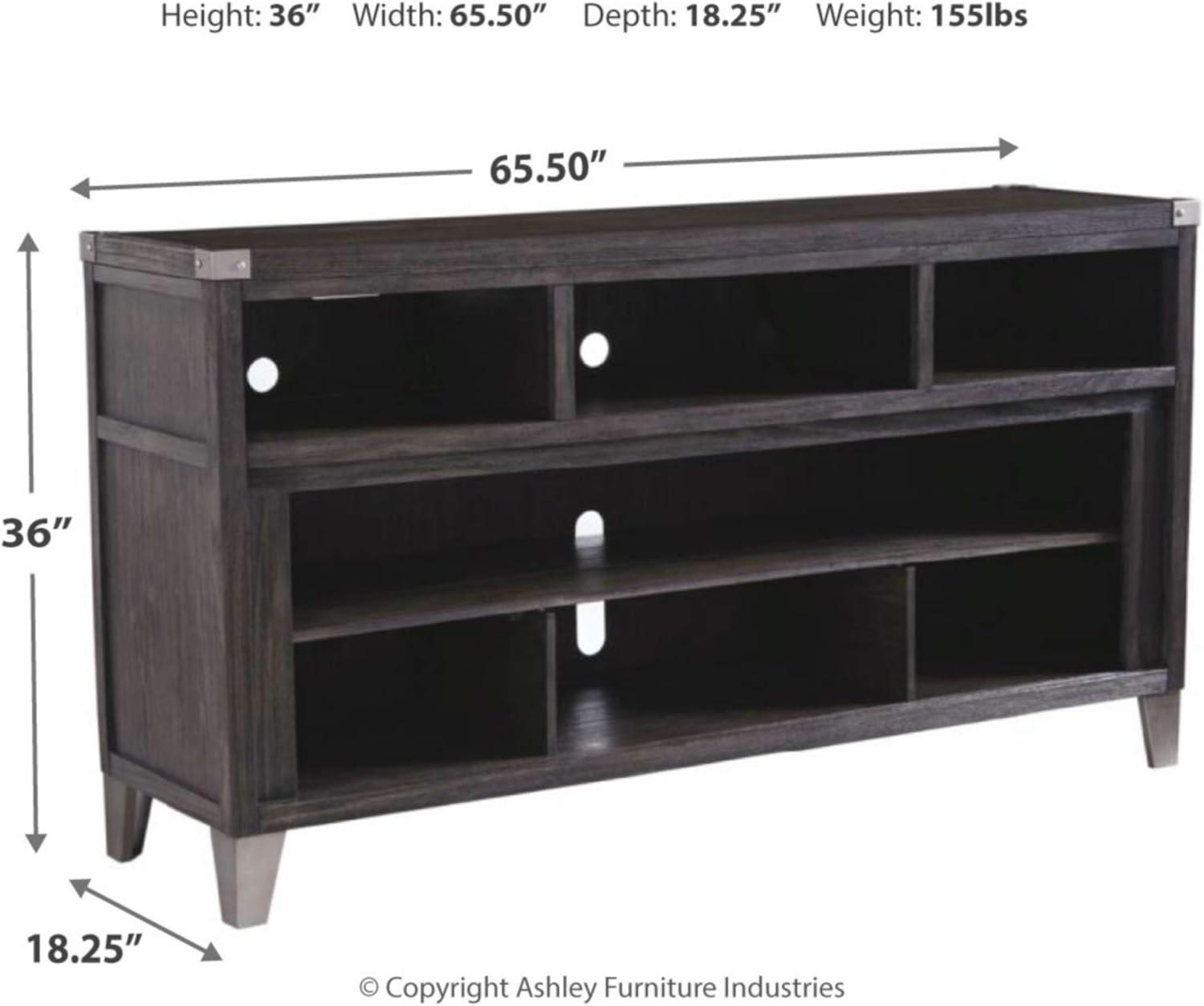 Signature Design by Ashley Todoe Fireplace TV Stand for TVs up to 70" Dark Gray: Mid-Century Modern, Wood Composite, Metal Hardware