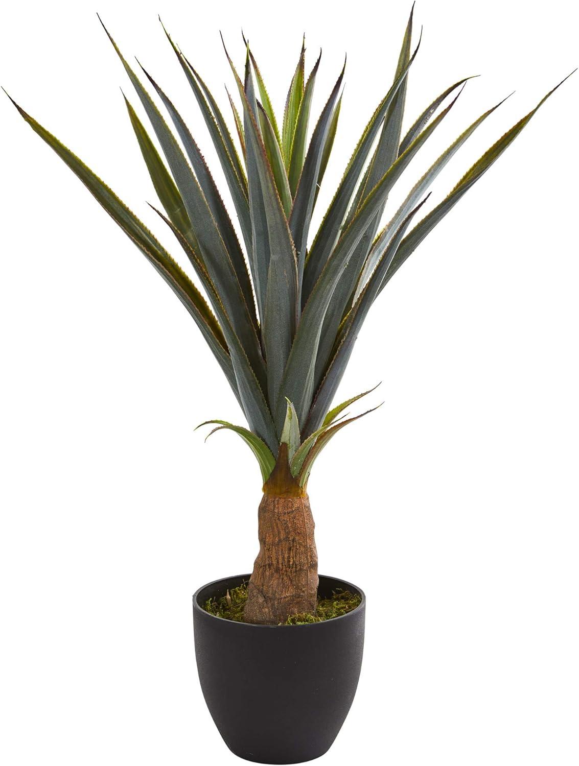 30" Green Faux Agave Plant with Textured Trunk