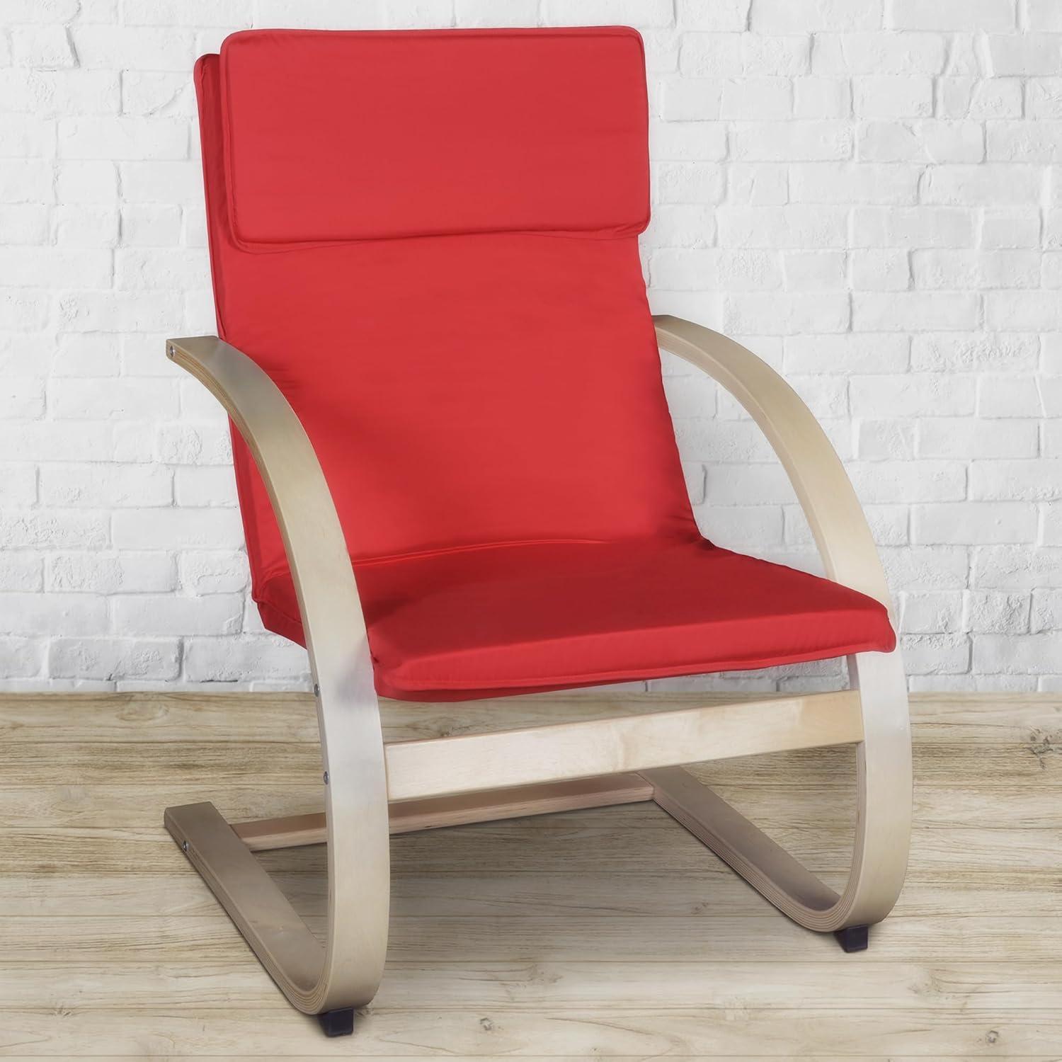 Niche Mia Bentwood Reclining, Lounge, Rocking Chair- Natural/ Red