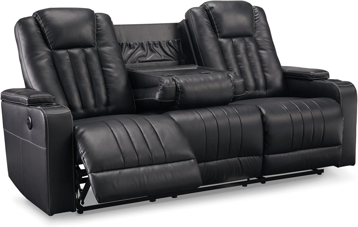 Ashley Furniture Center Point Faux Leather Reclining Sofa in Black