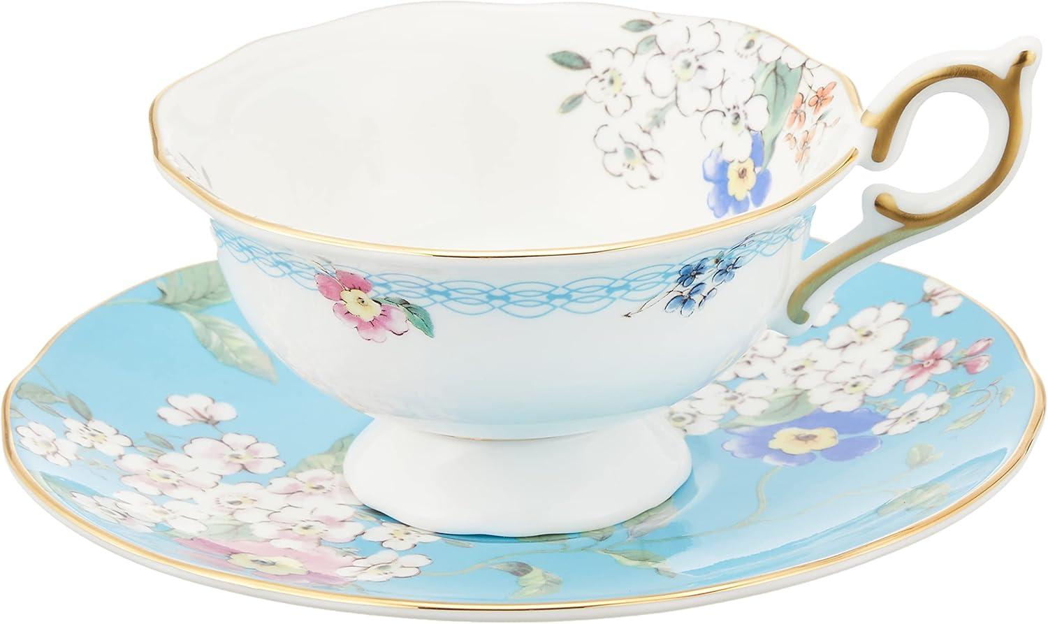 Wonderlust Apple Blossom Bone China Teacup and Saucer Set