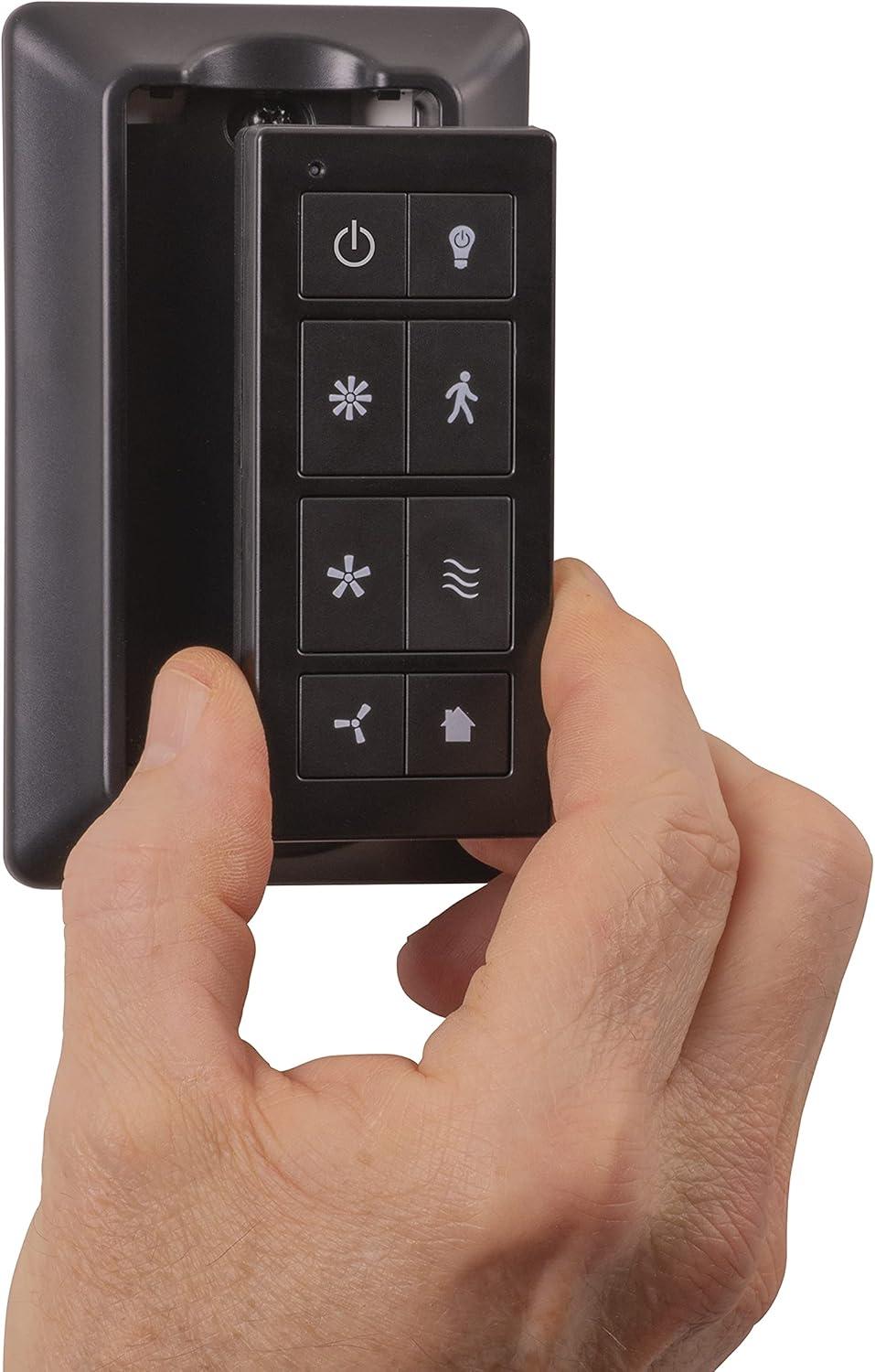 Prominence Home Universal Ceiling Fan Remote Control Kit with Receiver, Wall Dock and Batteries, For Downrod Ceiling Fans ONLY - Model 51487-01 - Black