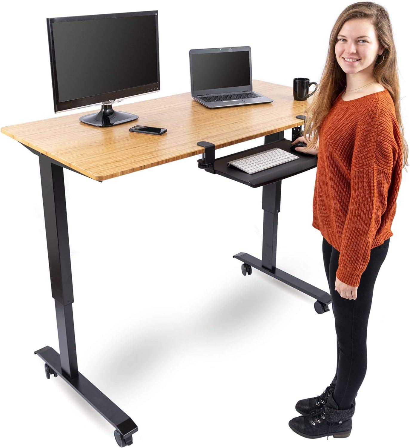 Stand Up Desk Store Clamp-On Retractable Adjustable Keyboard Tray / Under Desk Keyboard Tray | Increase Comfort And Usable Desk Space | For Desks Up To 1.5"