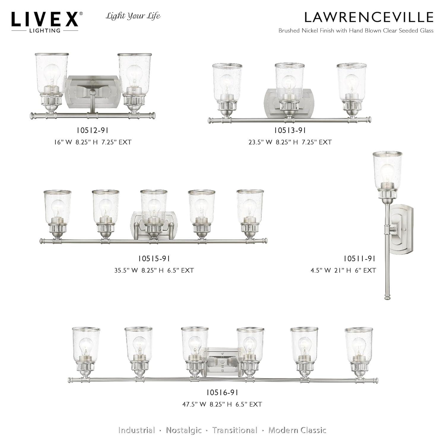 Livex Lighting Lawrenceville 1 Light Wall Sconce Brushed Nickel Finish