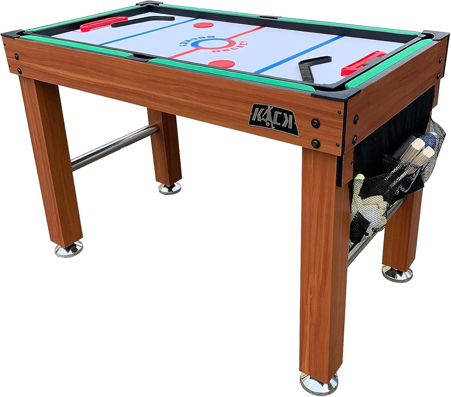 KICK Defender 48″ 10-in-1 Multi-Game Table (Black) - Combo Game Table Set - Foosball, Billiards, Glide Hockey, Ice Hockey, Table Tennis, Chess, Backgammon, Draughts, Bowling, Shuffleboard for Family