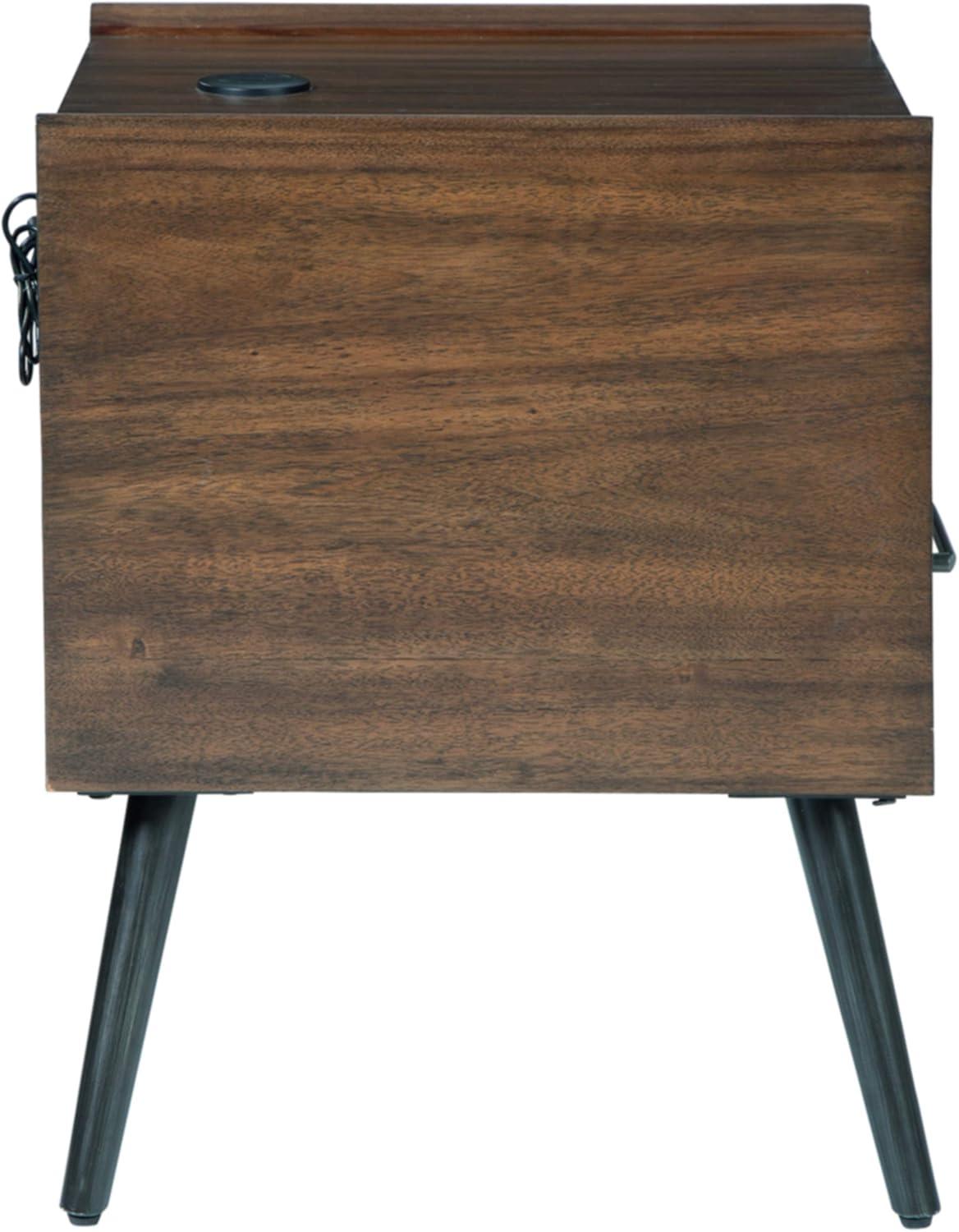 Calmoni Contemporary Black-Brown Square End Table with Storage