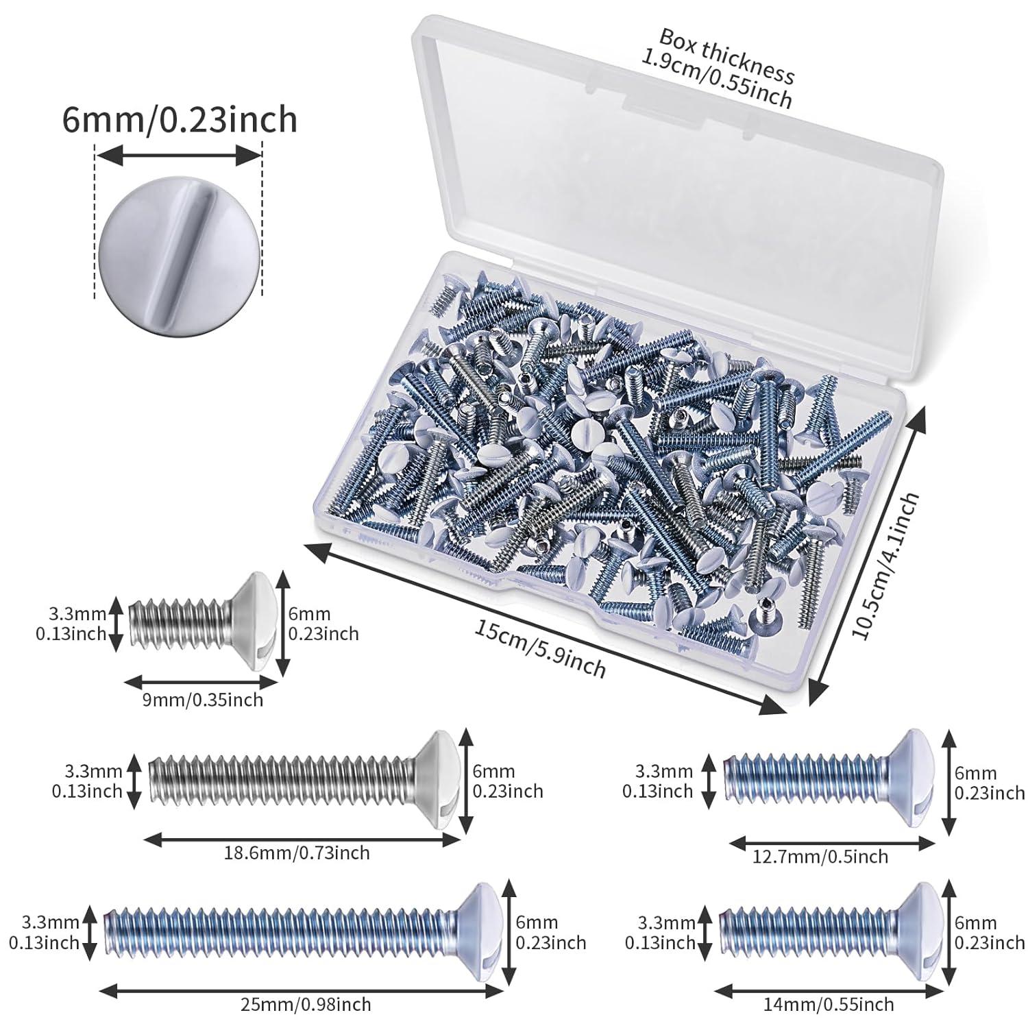 120PCS Wall Plate Screws Outlet Cover Screws White Long 6-32 Thread Face Plate Screws Light Electrical Cover Panel Replacement for Light Switch Panels 5 Sizes (0.98/0.73/0.55/0.49/0.35 Inch)