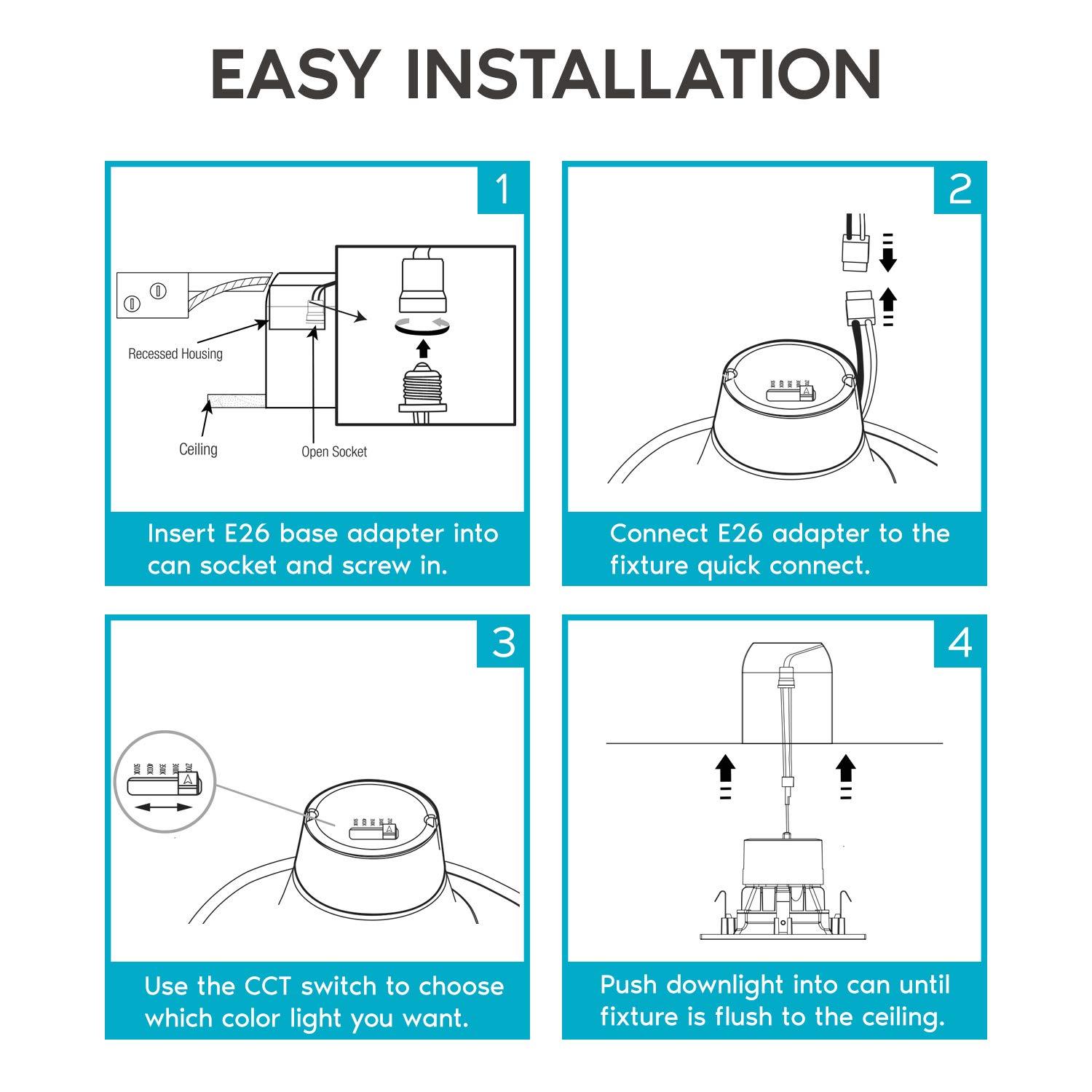 4" High Output Selectable CCT New Construction LED Retrofit Recessed Can Light