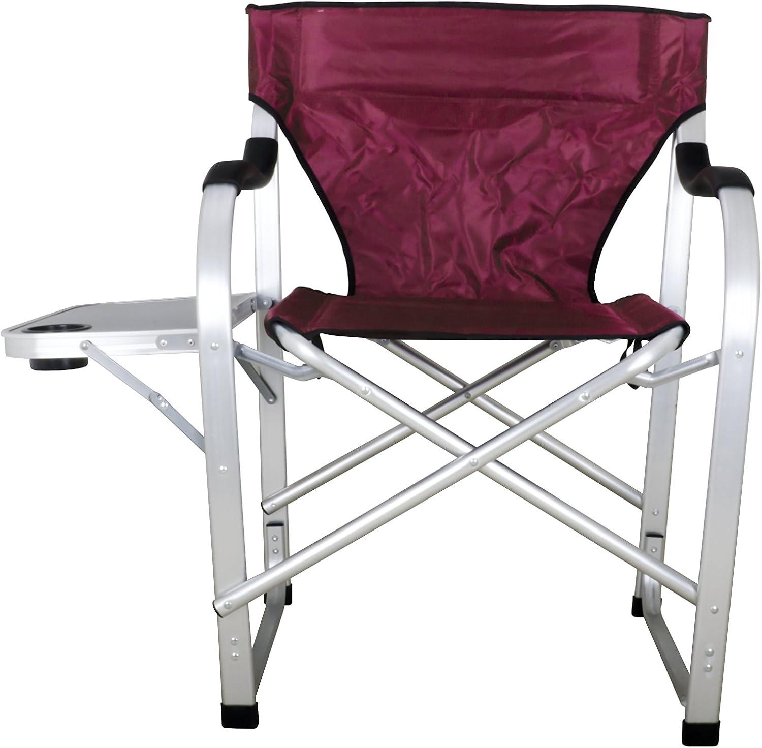 Burgundy Heavy Duty Aluminum Director's Chair with Side Table