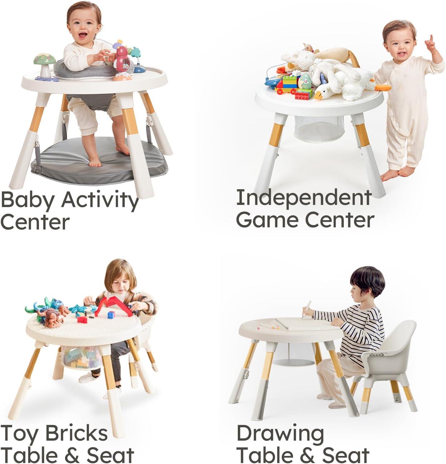 8-in-1 Convertible Baby Feeding Dining Chair with Removable Tray and Activity Center