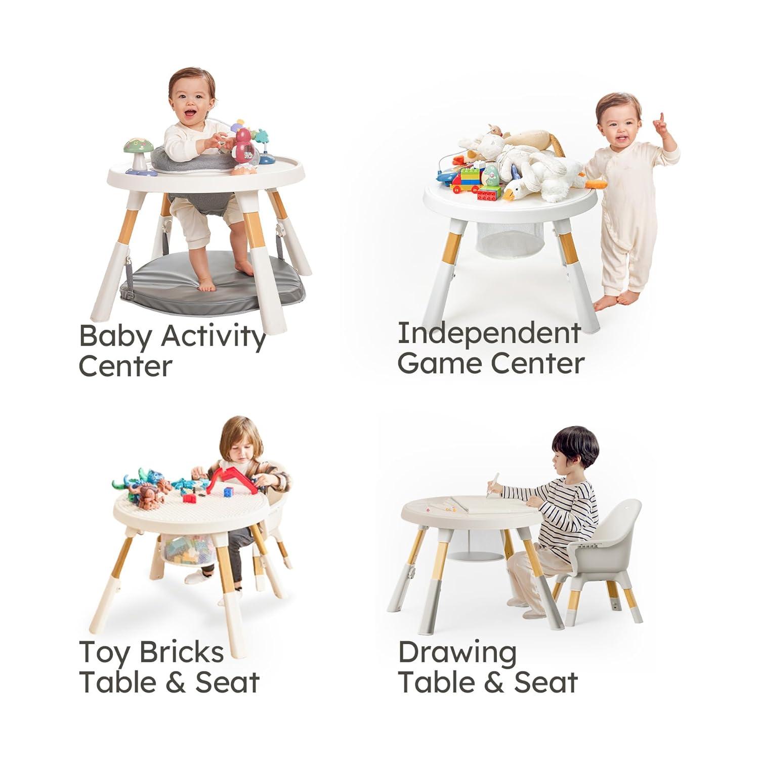 8-in-1 Convertible Baby Feeding Dining Chair with Removable Tray and Activity Center