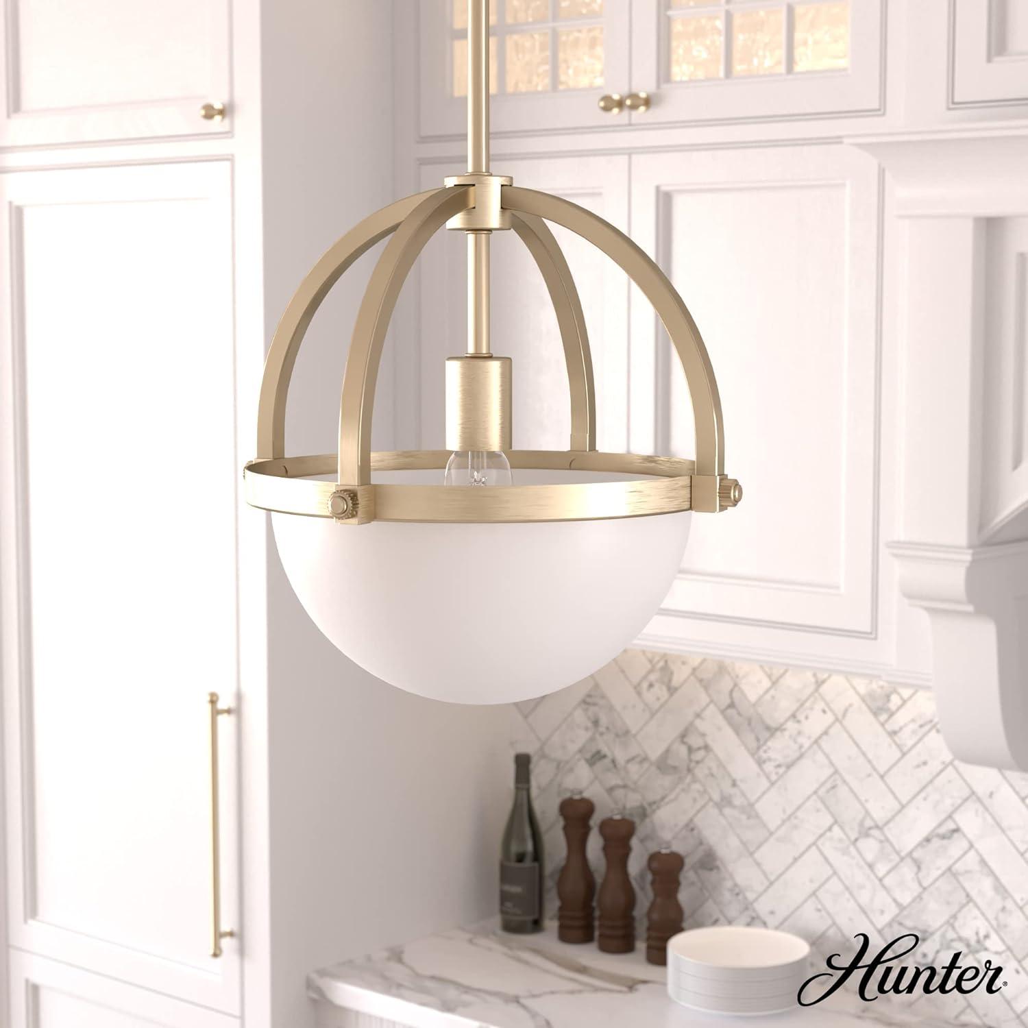 Alturas Gold Globe Pendant Light with White Glass Diffuser