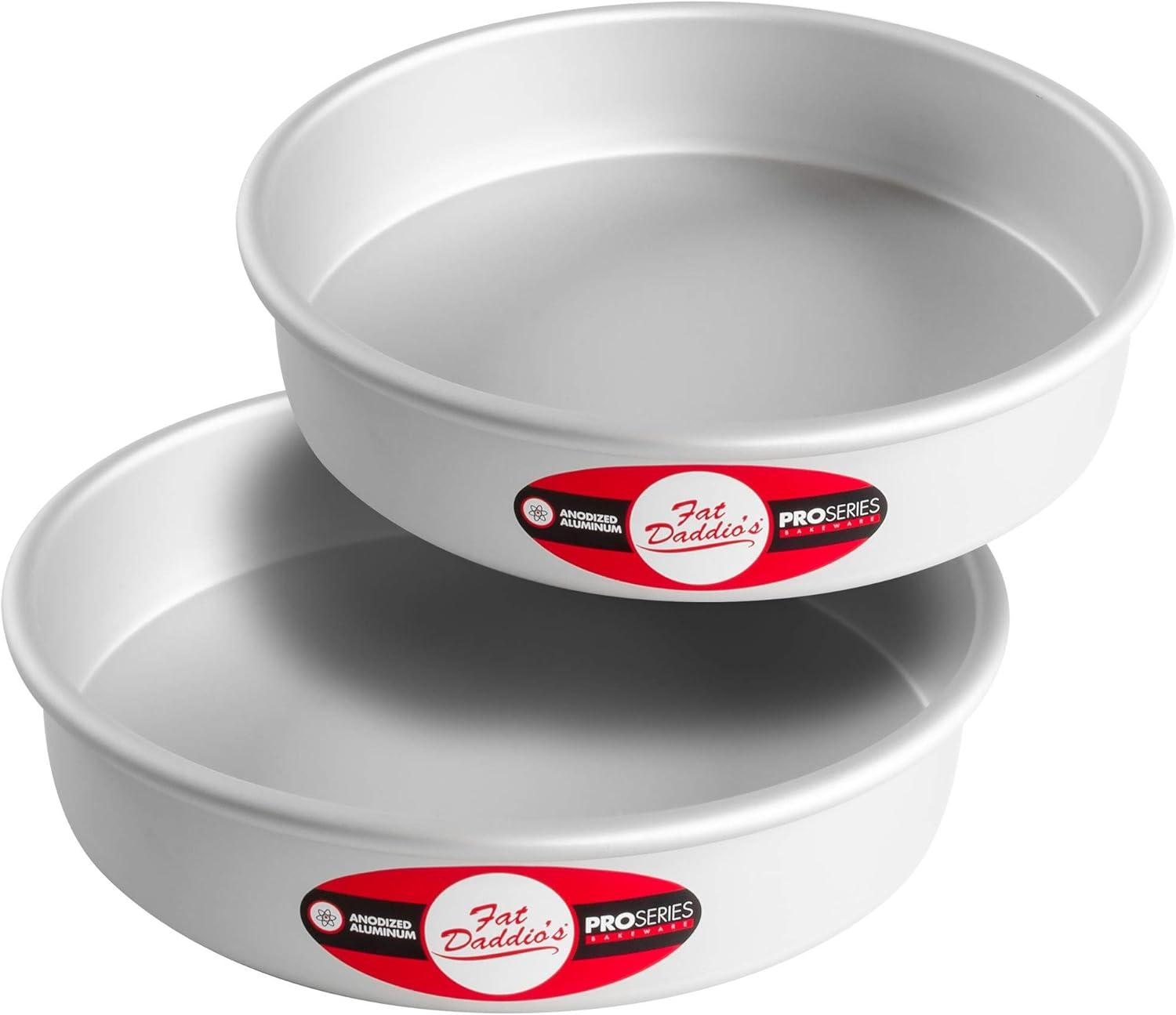 Fat Daddio's PRD-92SET Anodized Aluminum Round Cake Pans, 2 Piece Set, 9 x 2 inch