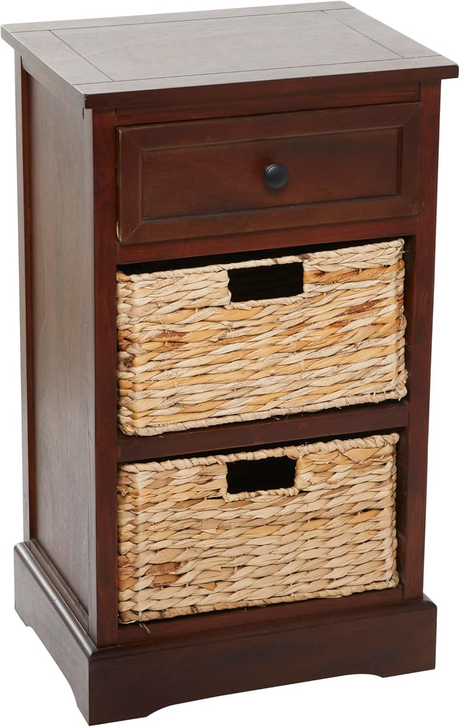 Wooden Side Chest with Wicker Drawers Brown - Olivia & May