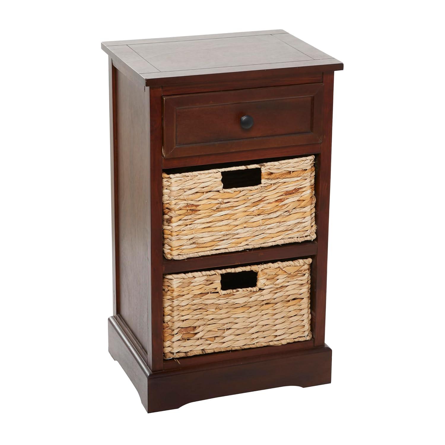 Wooden Side Chest with Wicker Drawers Brown - Olivia & May